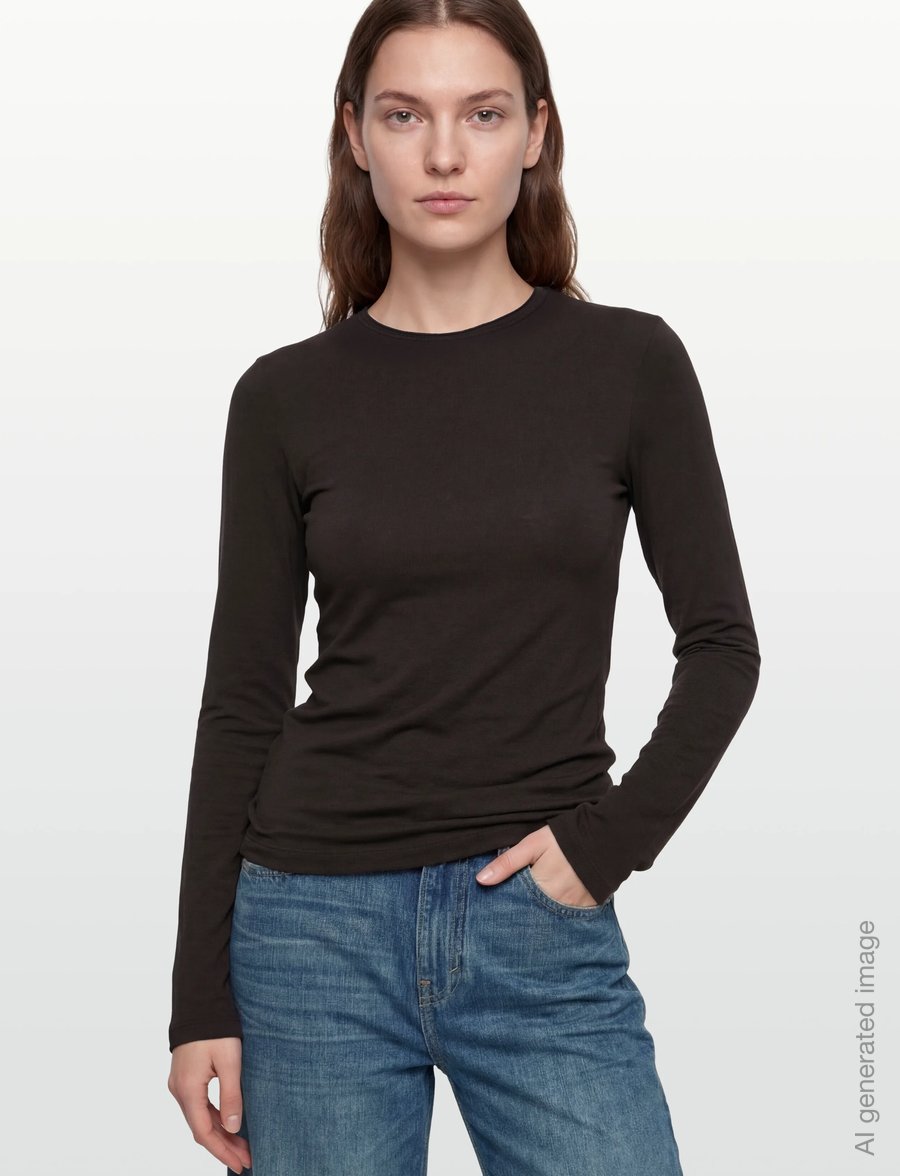 Weekday - Long Sleeve Cotton Top - langærmede toppe - brown dark - 3