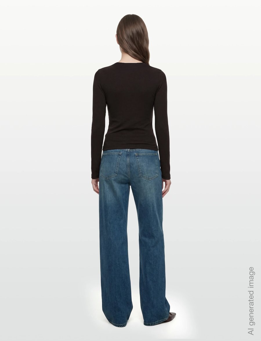 Weekday - Long Sleeve Cotton Top - langærmede toppe - brown dark - 4