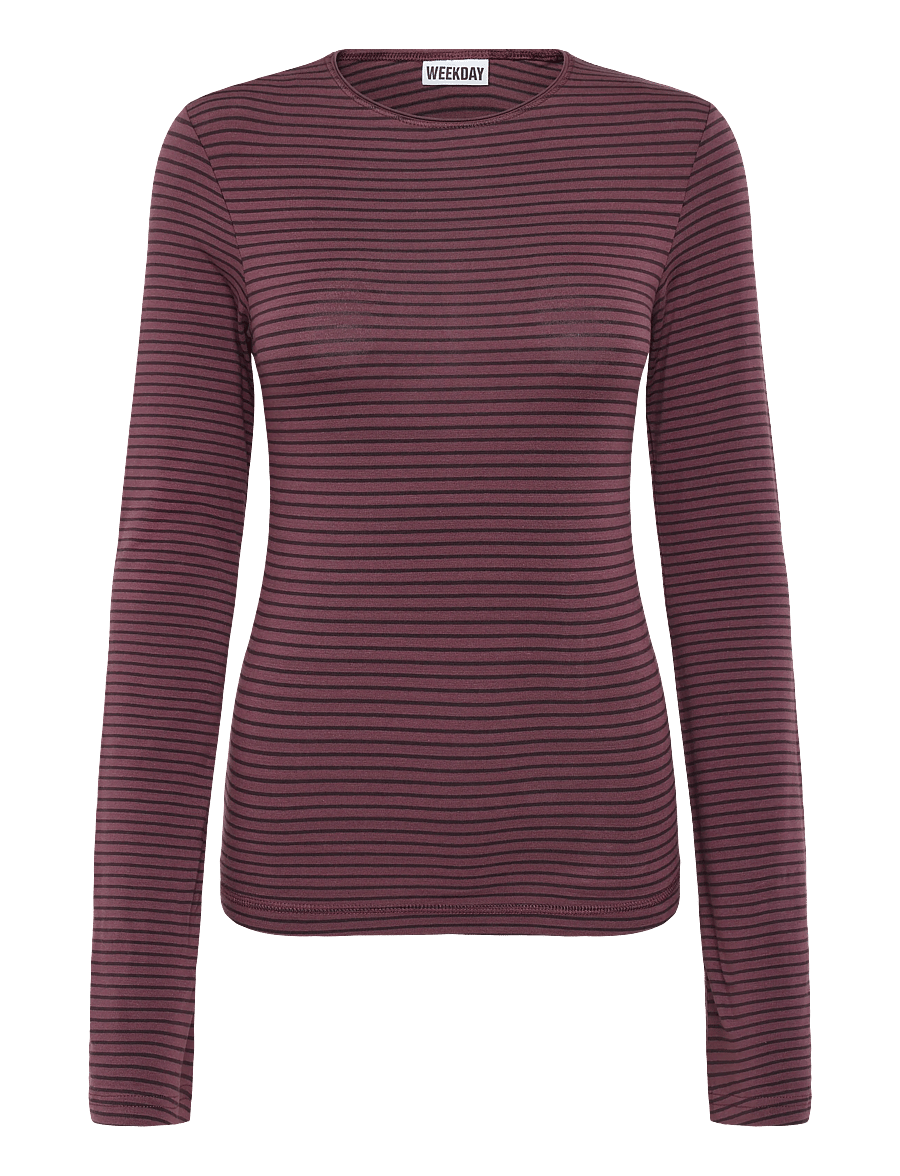 Weekday - Long Sleeve Cotton Top - langærmede toppe - lilac purple dark - 0