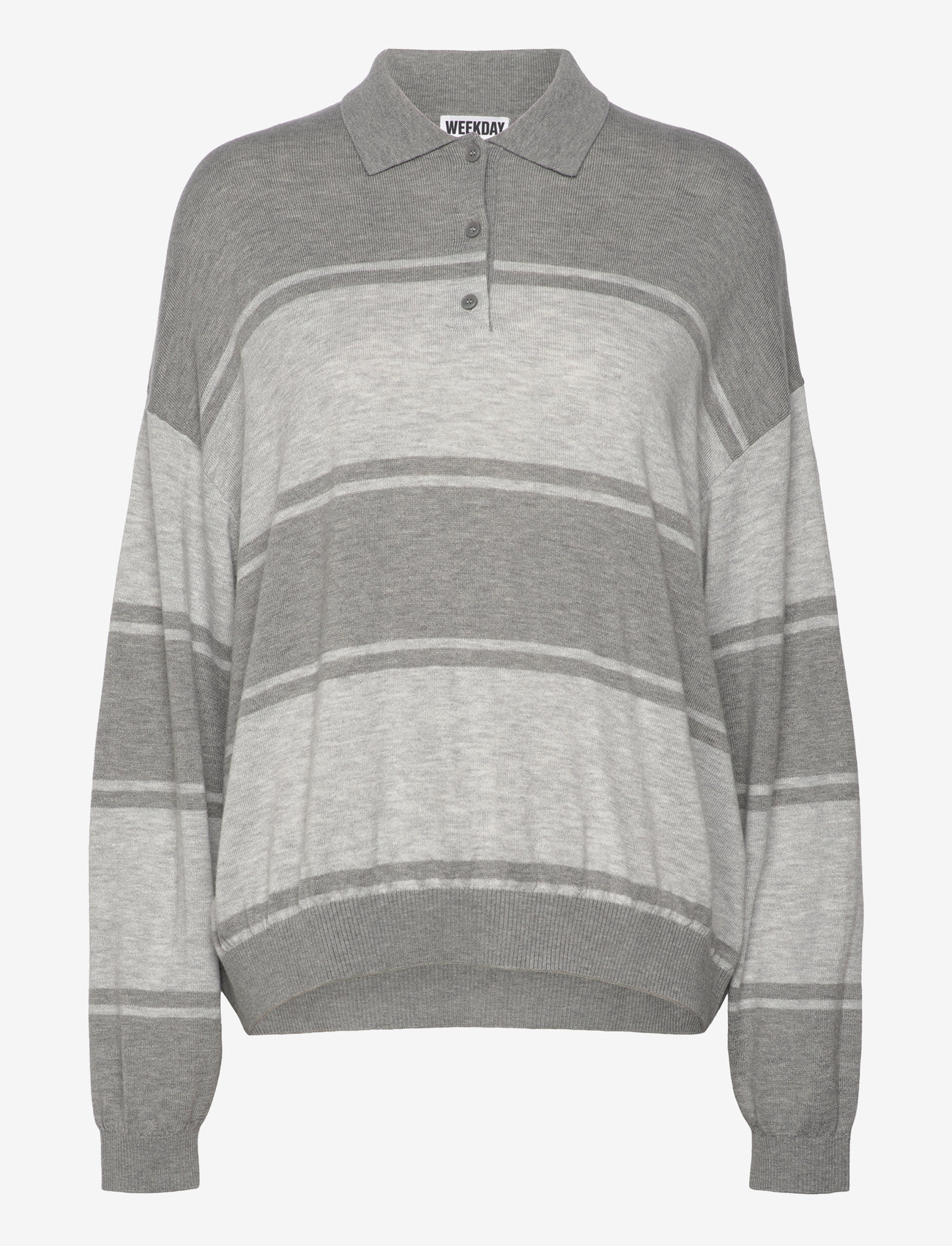 Weekday - Piké Sweater - pullover - grey melange w stripe - 0