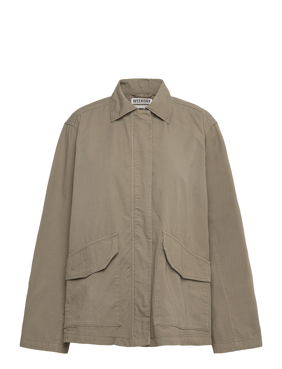 Weekday - Washed Ribstop Jacket - pealissärgid - khaki - 0
