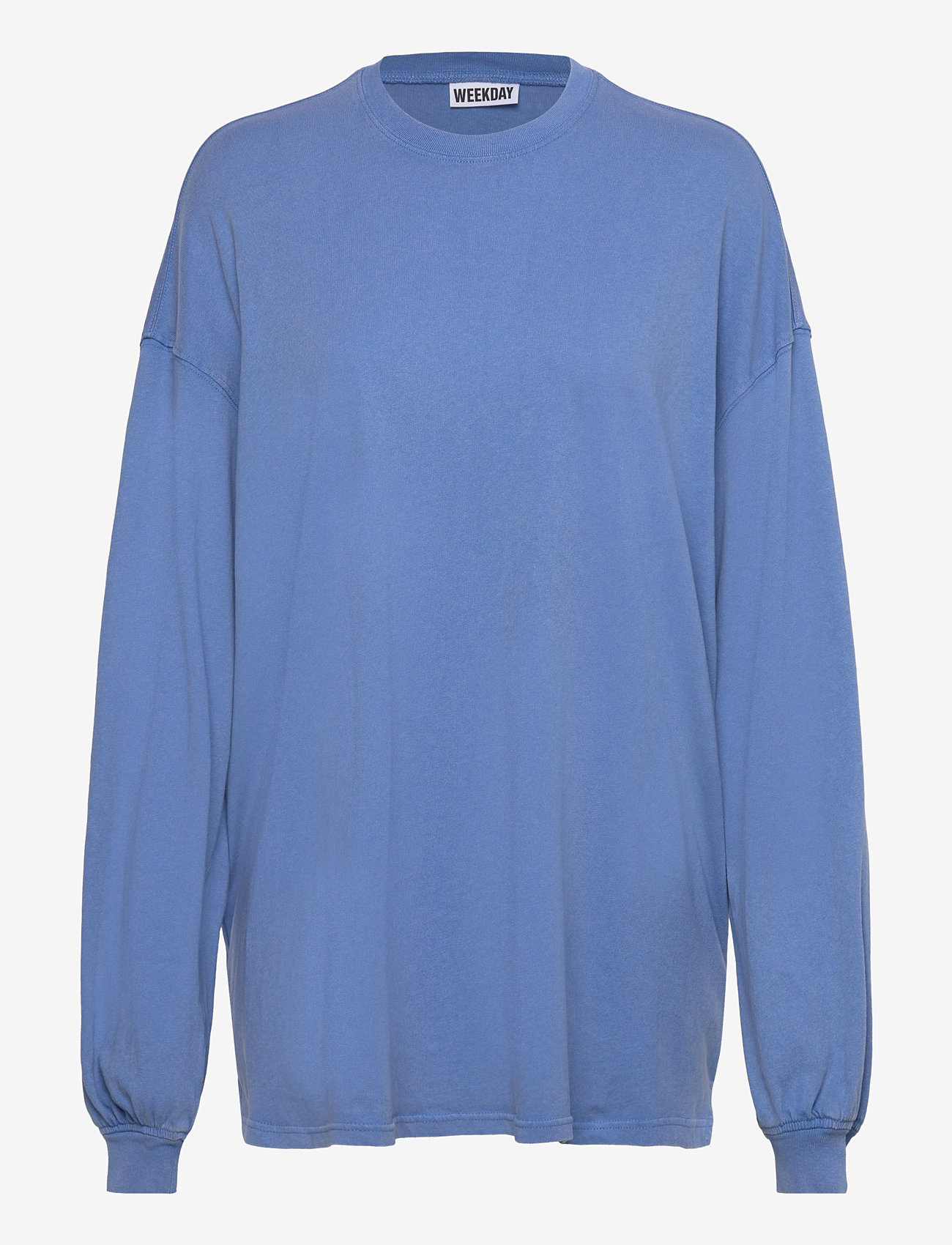 Weekday - Oversized Long Sleeve - långärmade toppar - blue w, wash - 0