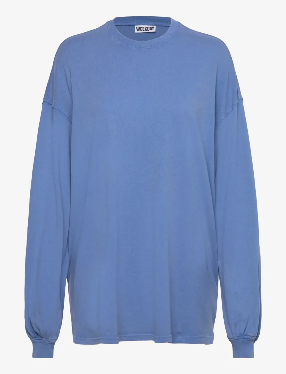 Weekday - Oversized Long Sleeve - long-sleeved tops - blue w, wash - 0