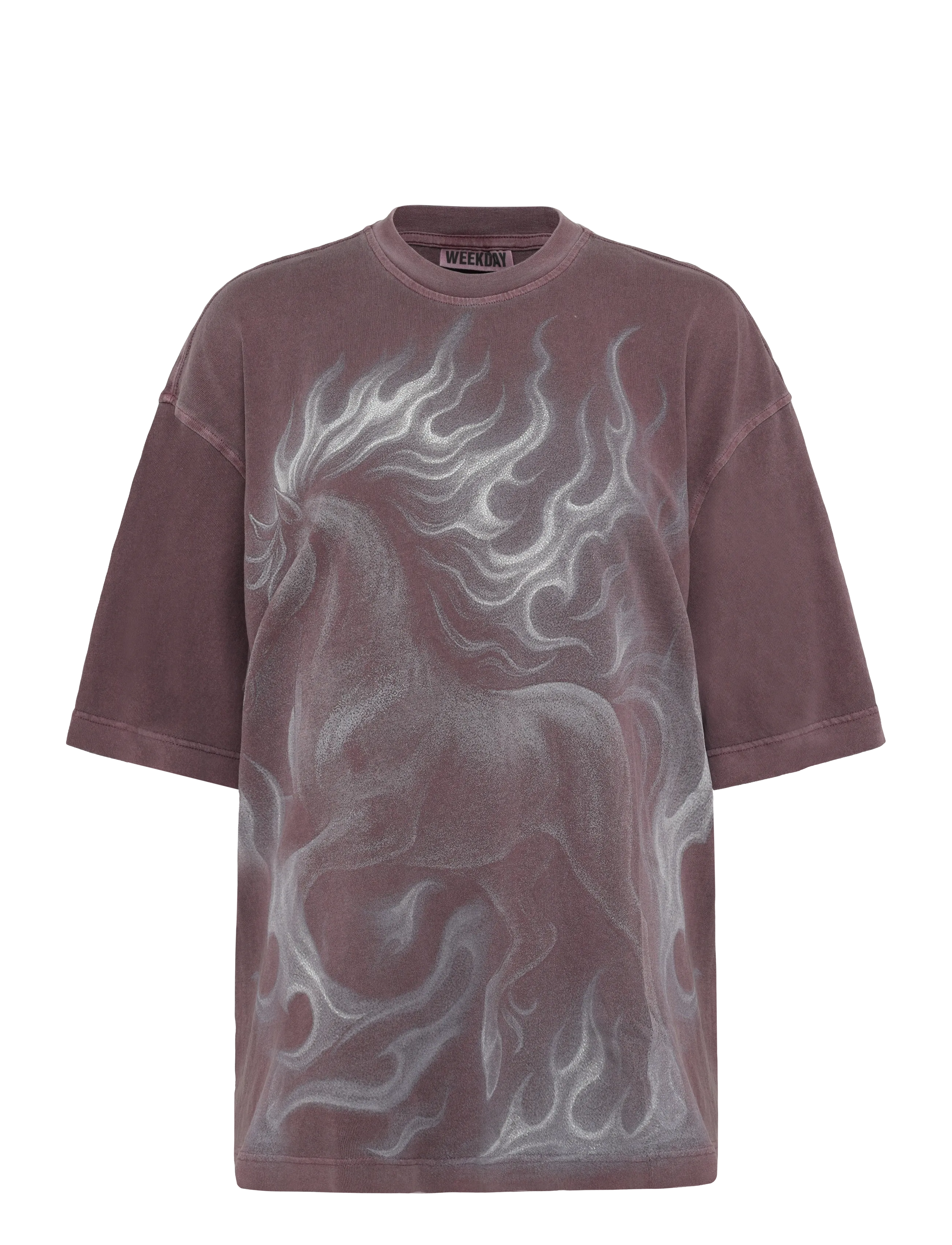 Weekday Wide Oversized Printed T-Shirt, Kvinder, Oversize Printet T-shirt, Lila, Str: L