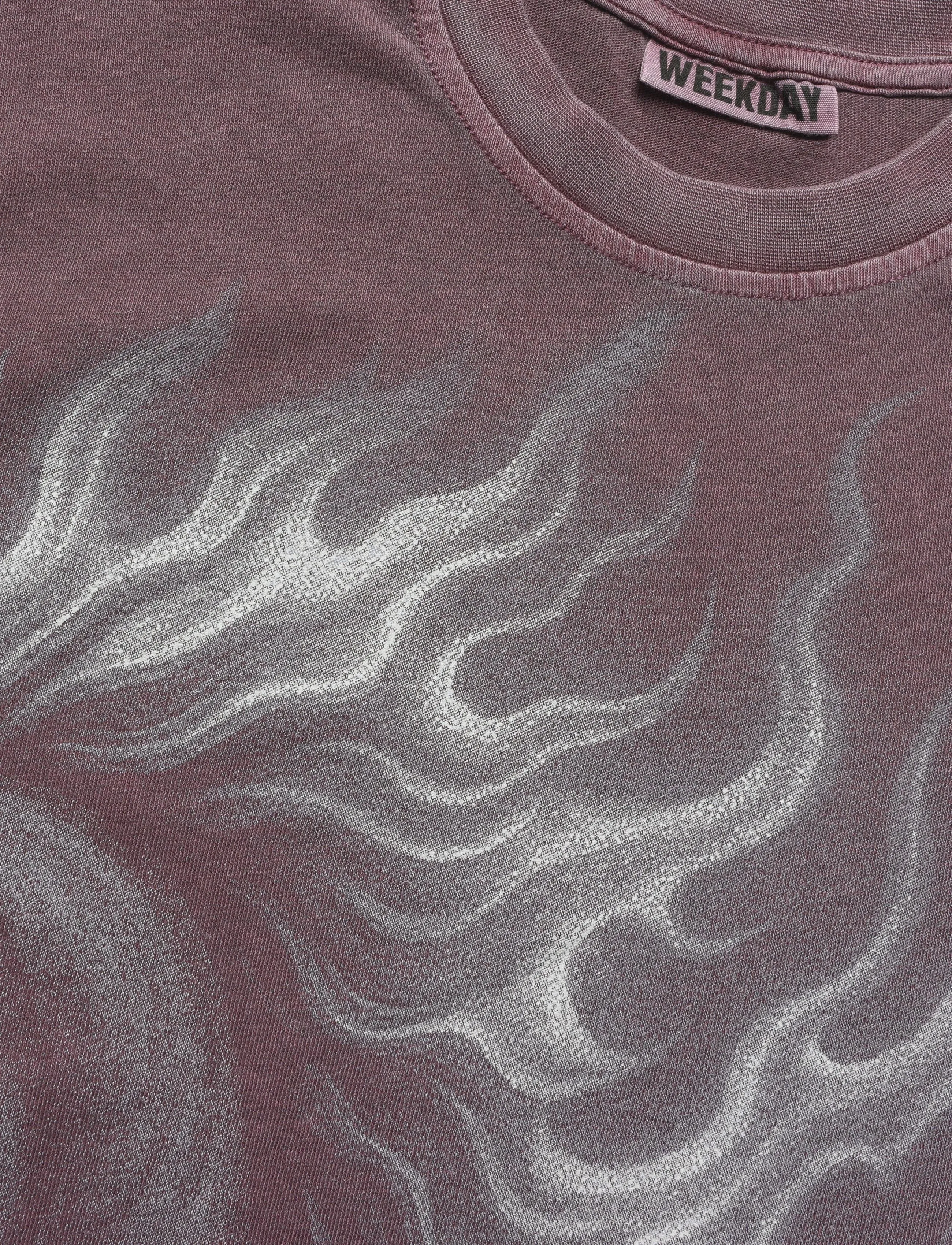 Weekday - Wide Oversized Printed T-shirt - t-shirts - dark purple - 2