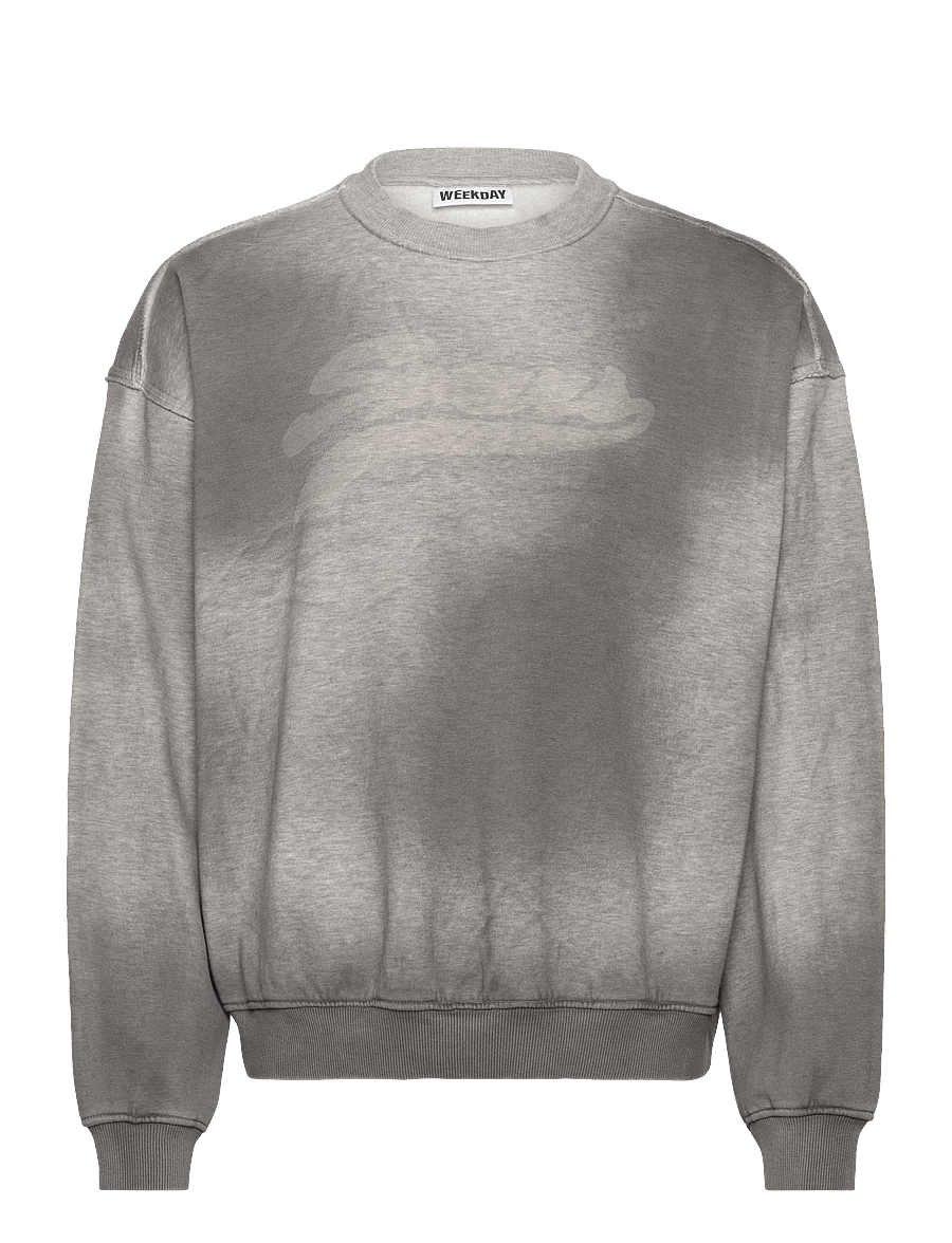Weekday - Sweatshirt - shoppa efter tillfälle - grey melange w spray wash print, - 0