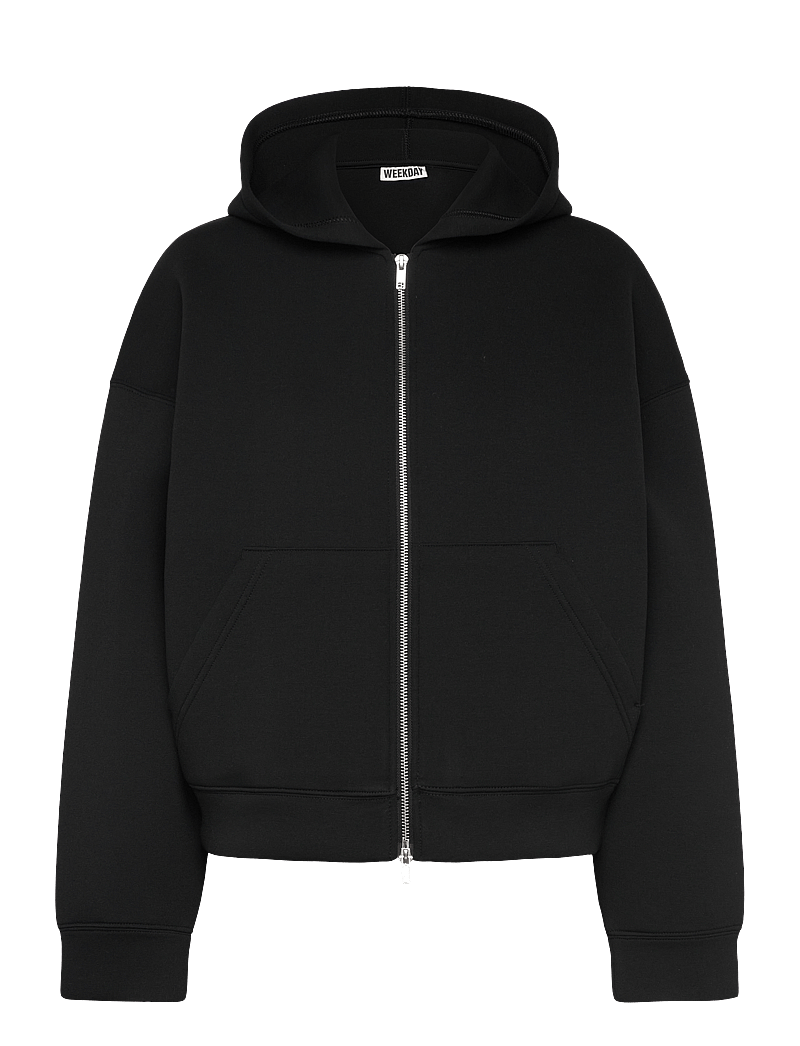 Weekday - Oversized Scuba Zip-Hoodie - kapuzenpullover - black - 0