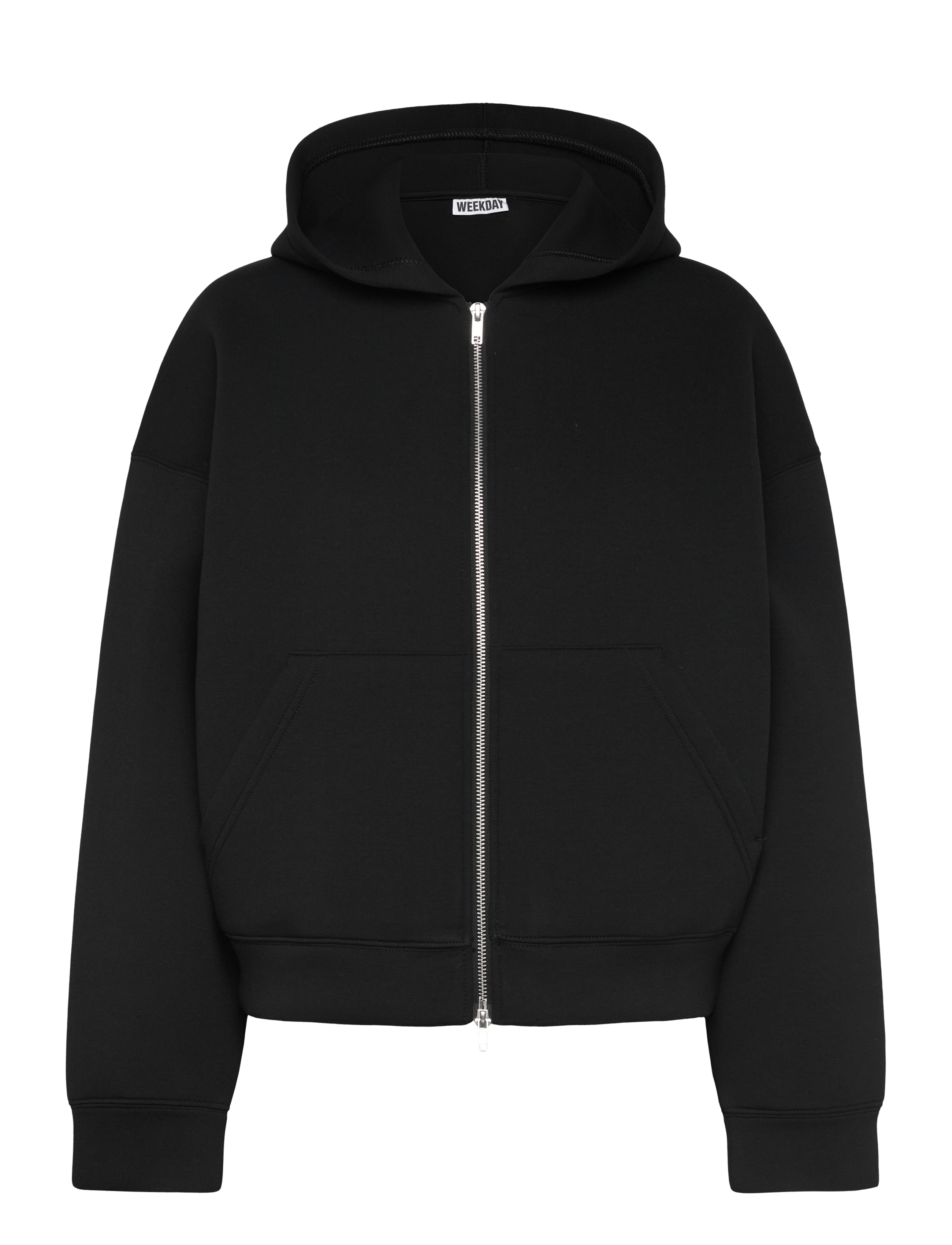 Weekday Oversized Scuba Zip-Hoodie - Sweatshirts - BLACK / black