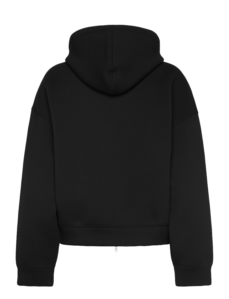 Weekday - Oversized Scuba Zip-Hoodie - kapuutsiga dressipluusid - black - 1
