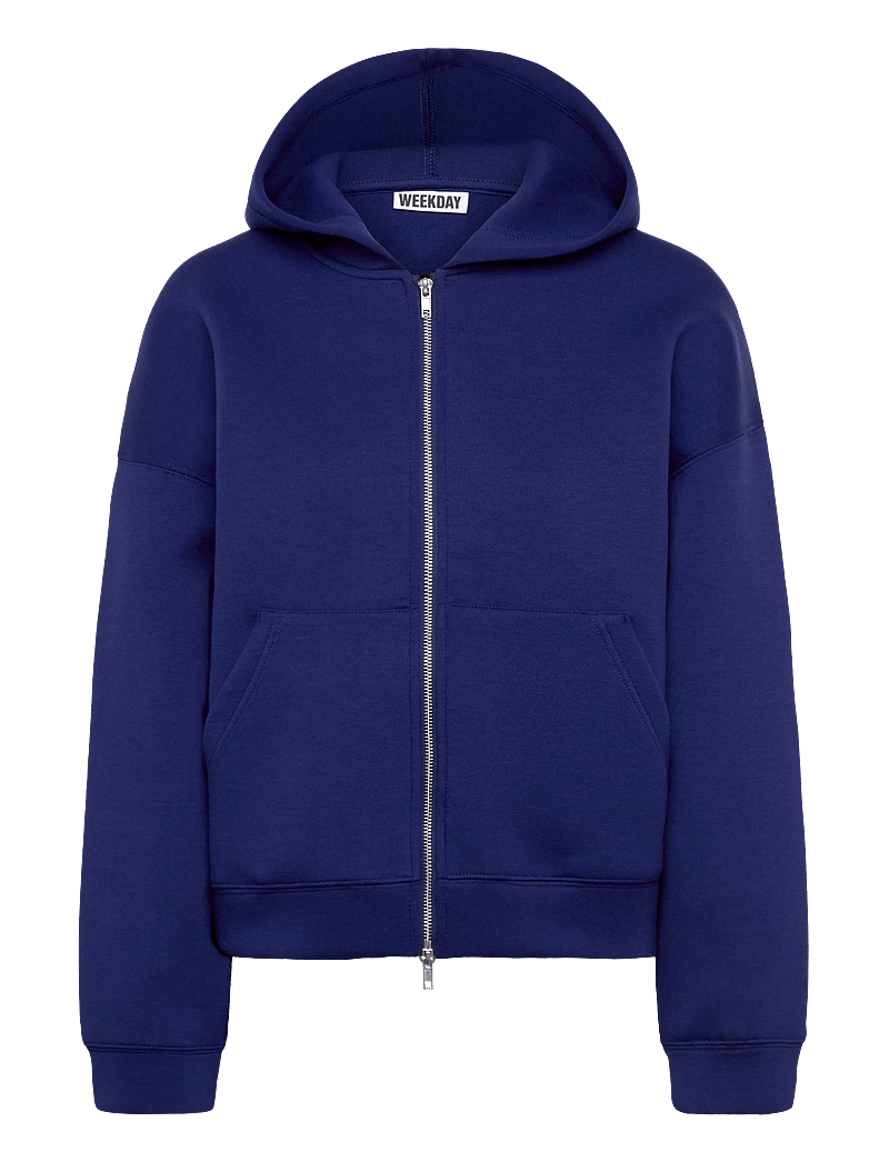 Weekday - Oversized Scuba Zip-Hoodie - kapuzenpullover - blue bright - 0
