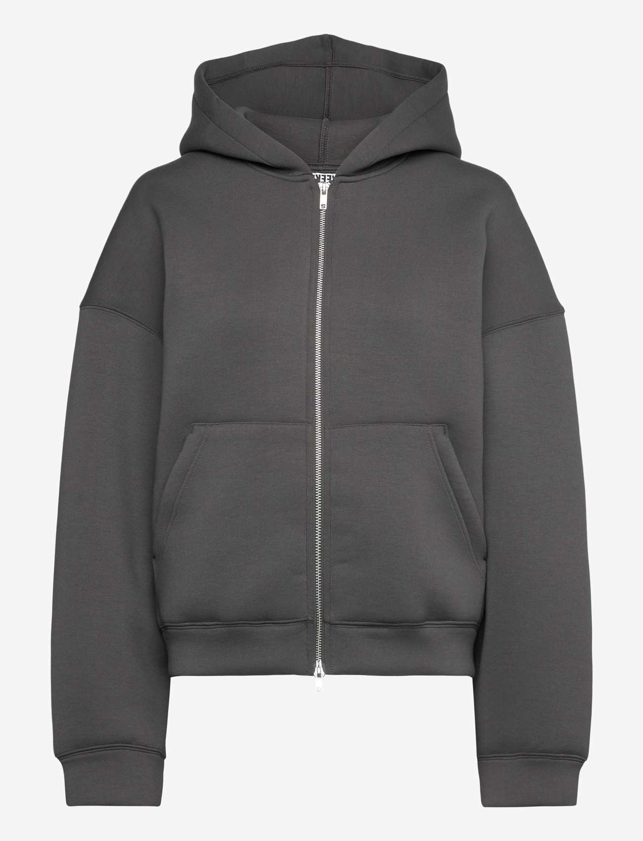Weekday - Oversized Scuba Zip-Hoodie - hættetrøjer - dark grey - 0