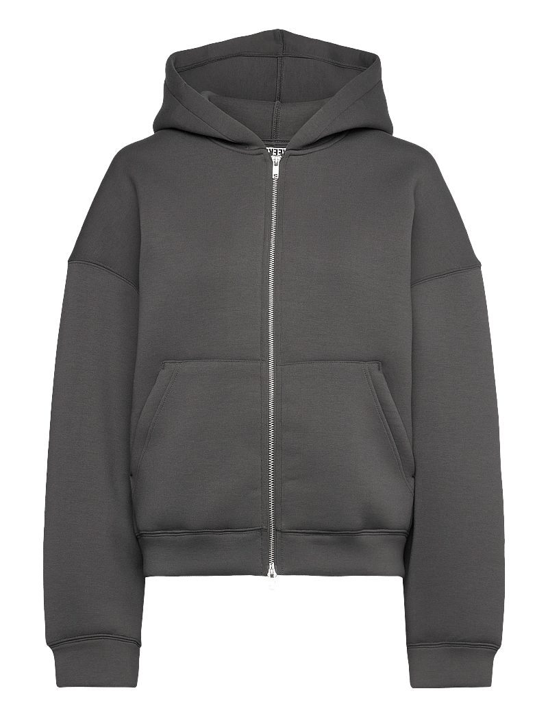 Weekday - Oversized Scuba Zip-Hoodie - kapuzenpullover - dark grey - 0