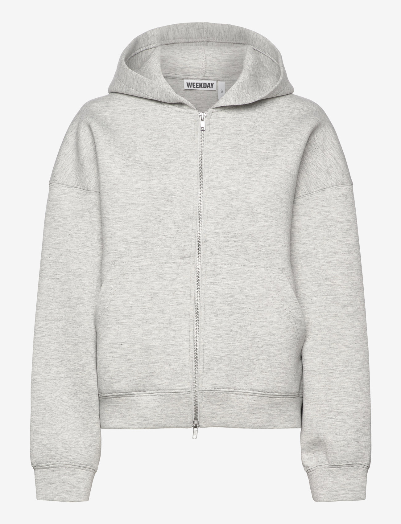 Weekday - Oversized Scuba Zip-Hoodie - kapuutsiga dressipluusid - grey melange - 0