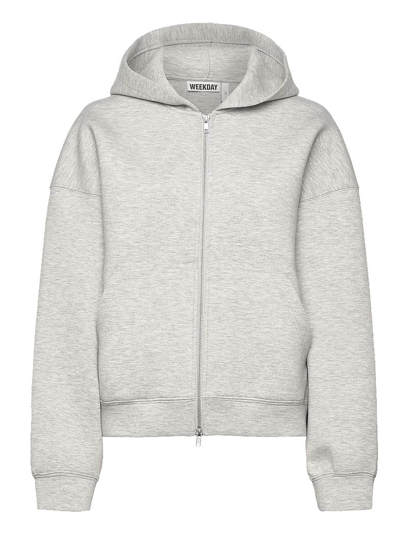Weekday - Oversized Scuba Zip-Hoodie - kapuutsiga dressipluusid - grey melange - 0