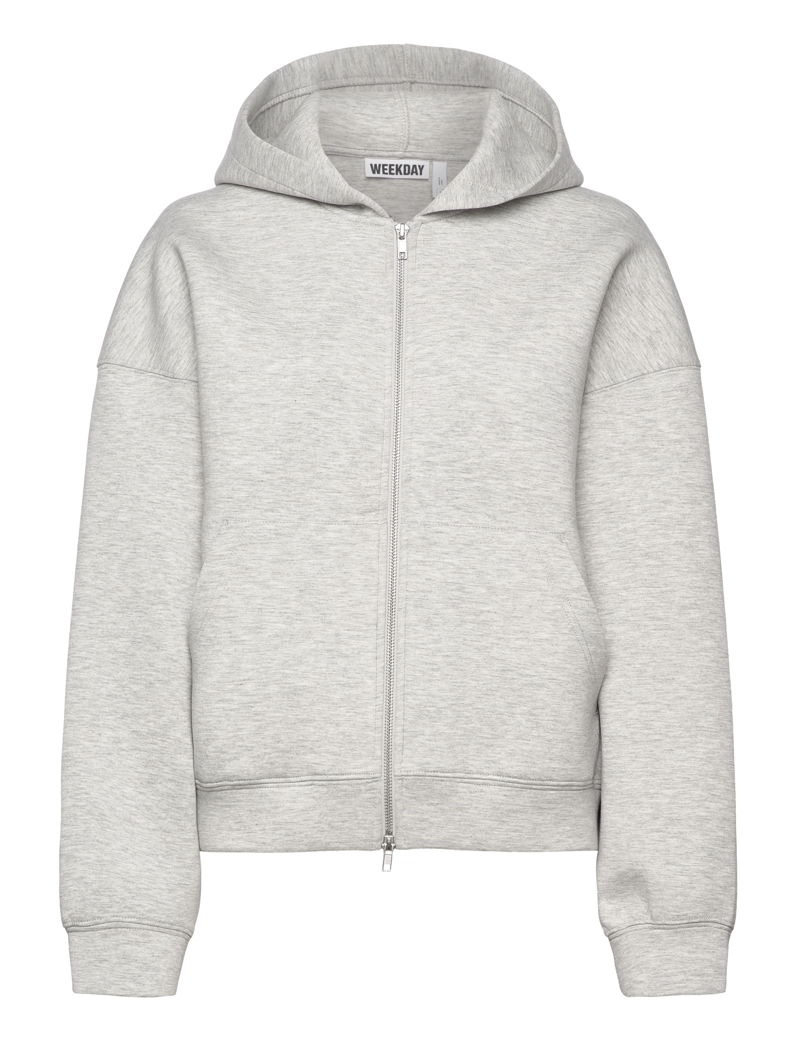 Weekday - Oversized Scuba Zip-Hoodie - hættetrøjer - grey melange - 0