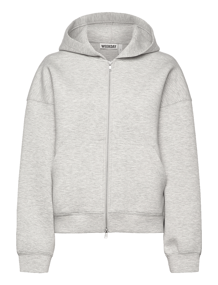 Weekday - Oversized Scuba Zip-Hoodie - hættetrøjer - grey melange - 0
