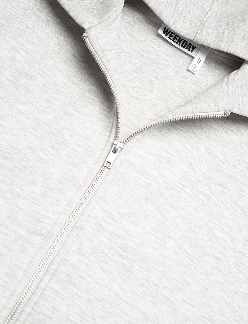 Weekday - Oversized Scuba Zip-Hoodie - kapuutsiga dressipluusid - grey melange - 2