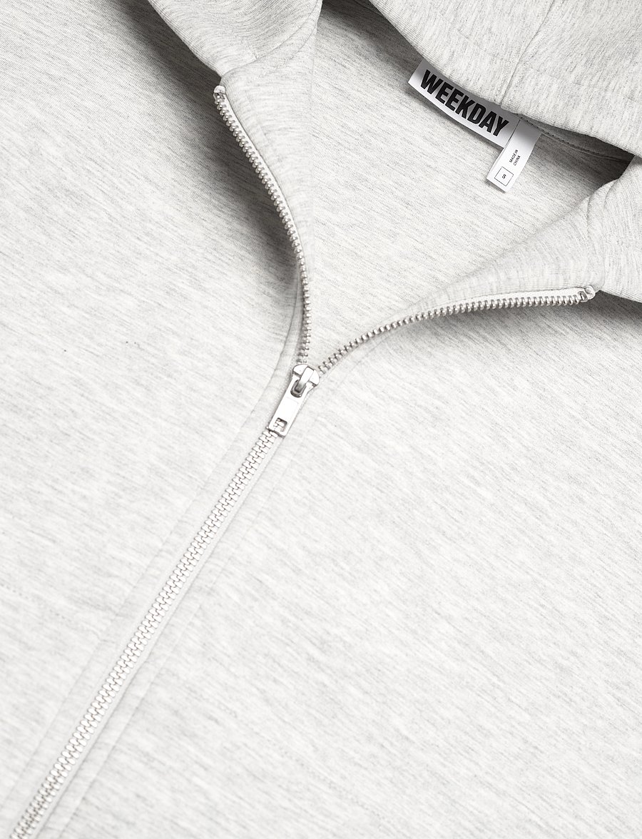 Weekday - Oversized Scuba Zip-Hoodie - hættetrøjer - grey melange - 2