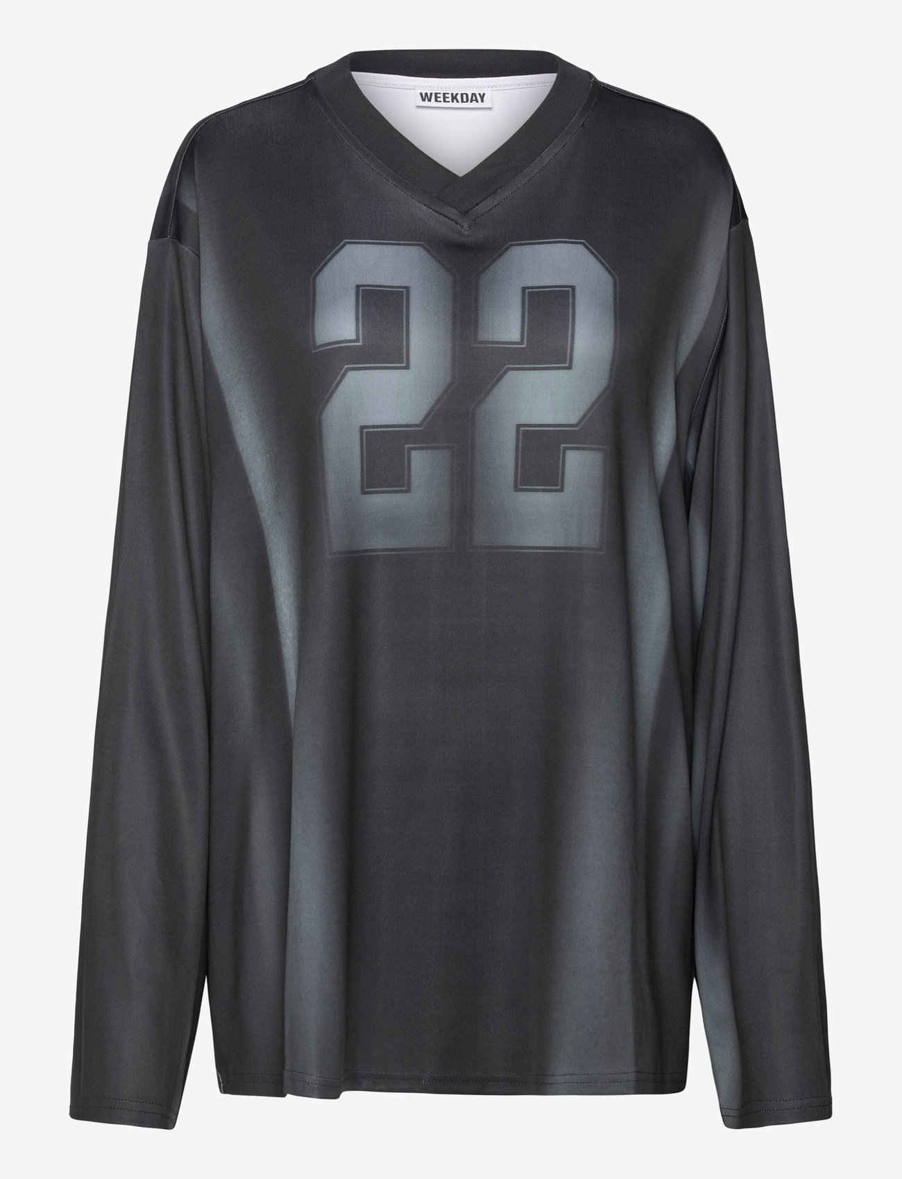 Weekday - Sports V Neck Long Sleeve - långärmade toppar - black - 0