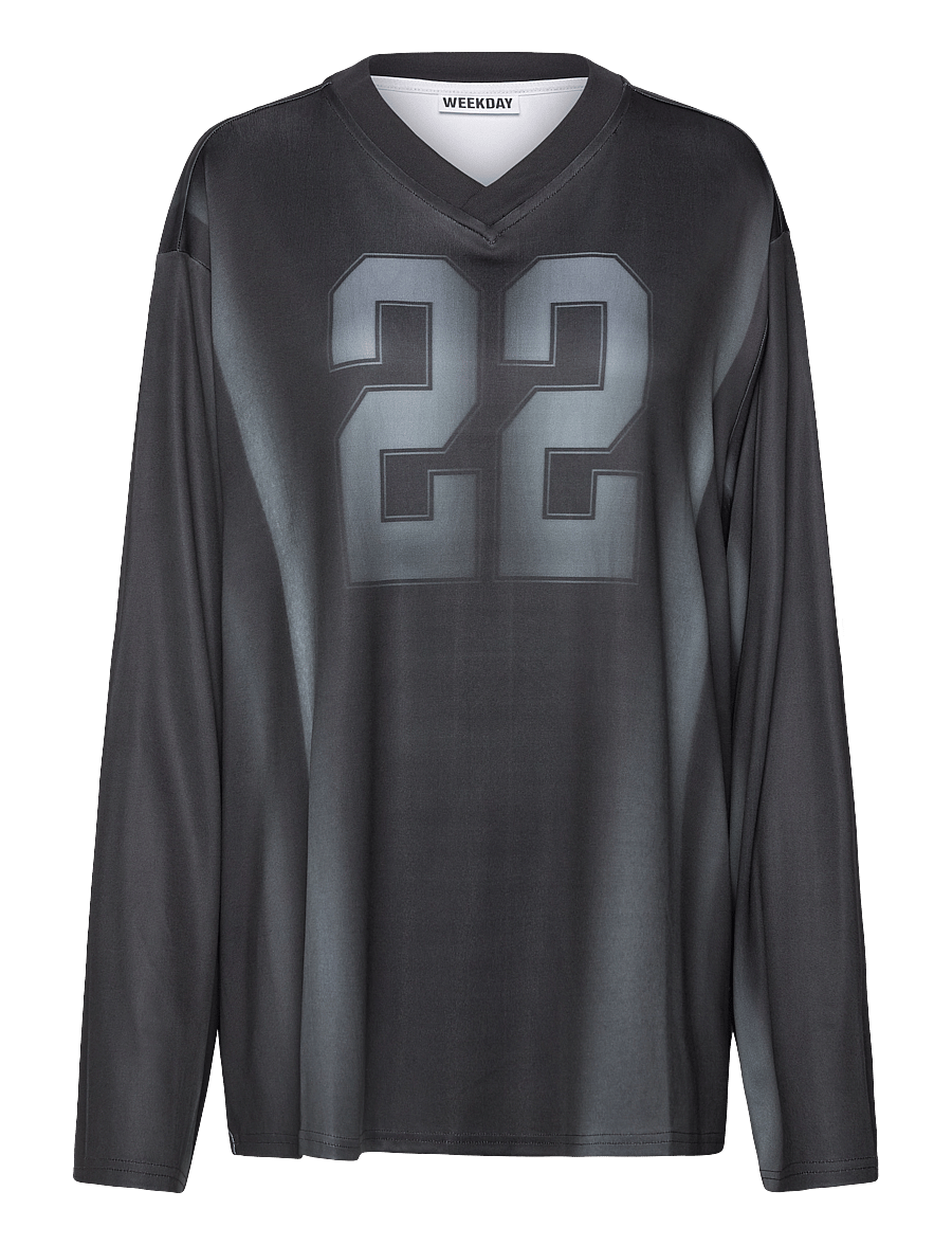 Weekday - Sports V Neck Long Sleeve - langärmlige tops - black - 0
