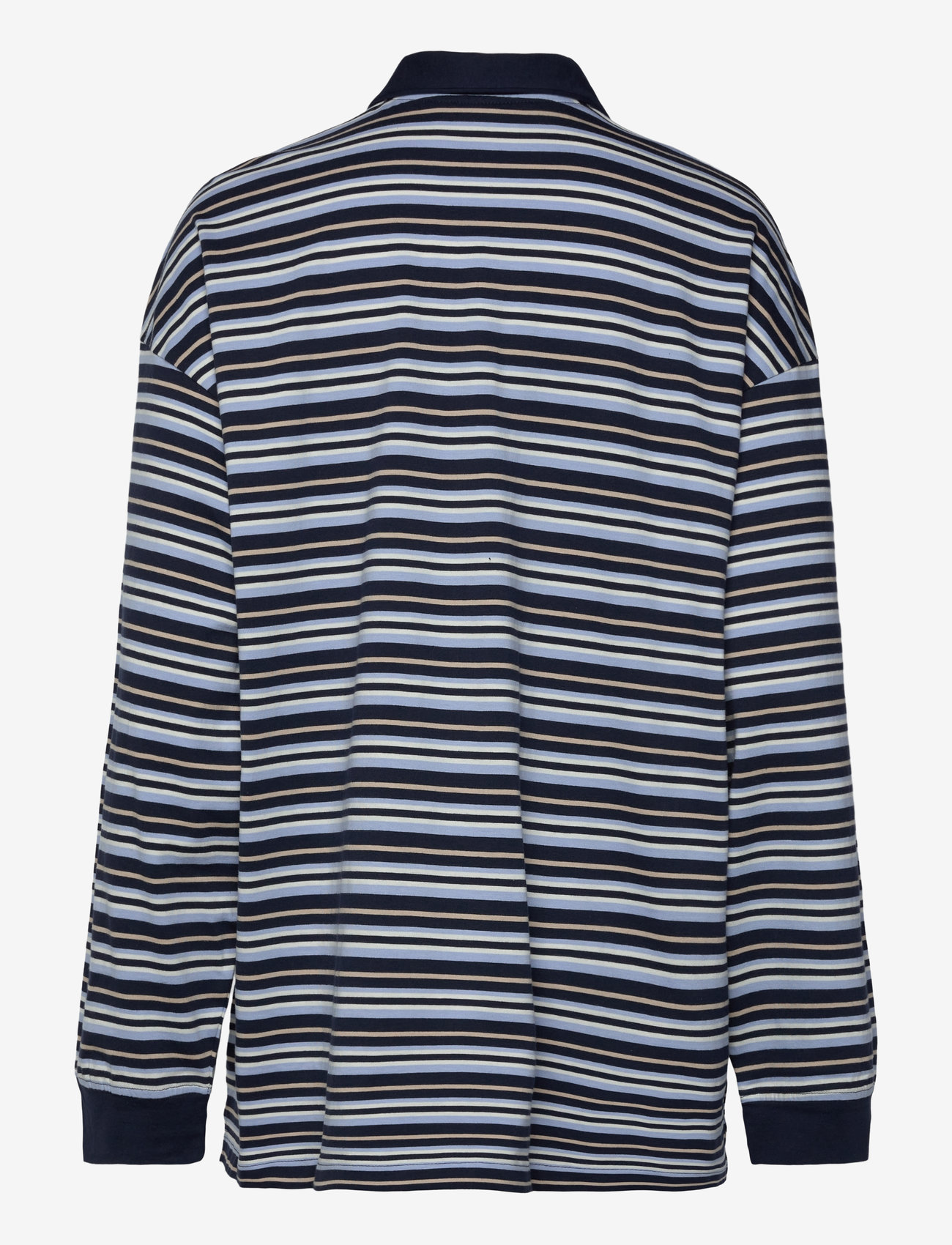 Weekday - Striped Oversized Polo Shirt - polo marškinėliai - blue dark - 1