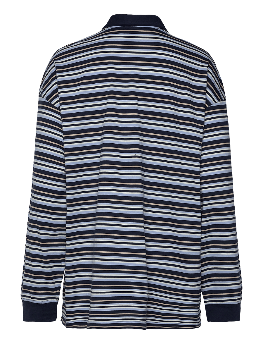 Weekday - Striped Oversized Polo Shirt - polos - blue dark - 1