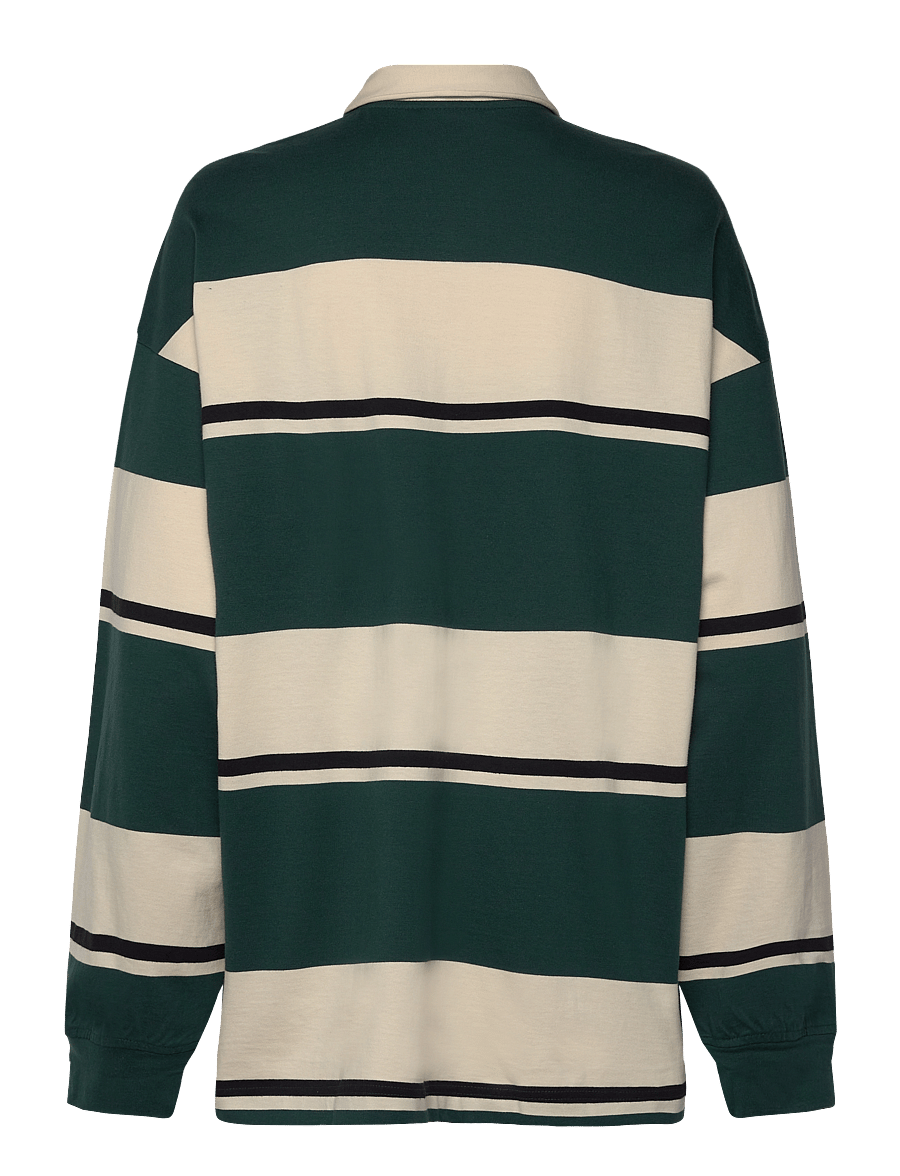 Weekday - Striped Oversized Polo Shirt - poloer - yellow dusty light - 1