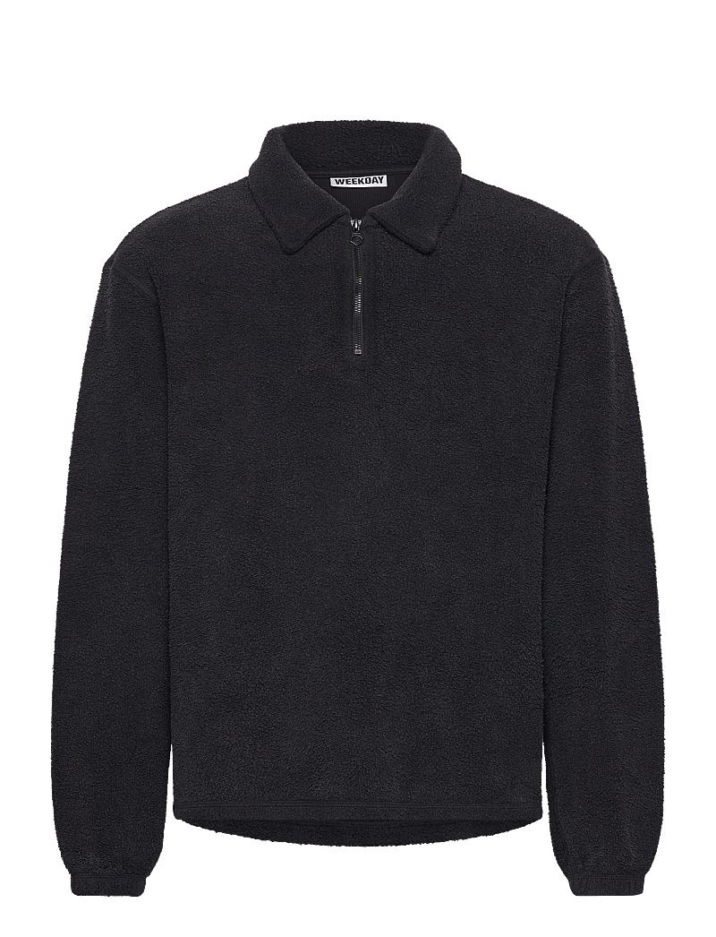 Weekday - Fleece Half Zip Sweat - teddy kampsunid - black - 0