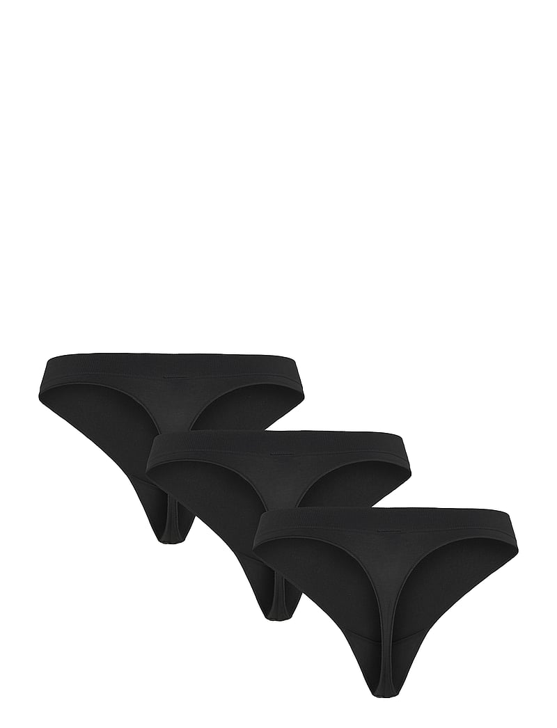 Weekday - 3-pack Cat Soft Seamless High Rise Thongs - stringid - black - 2