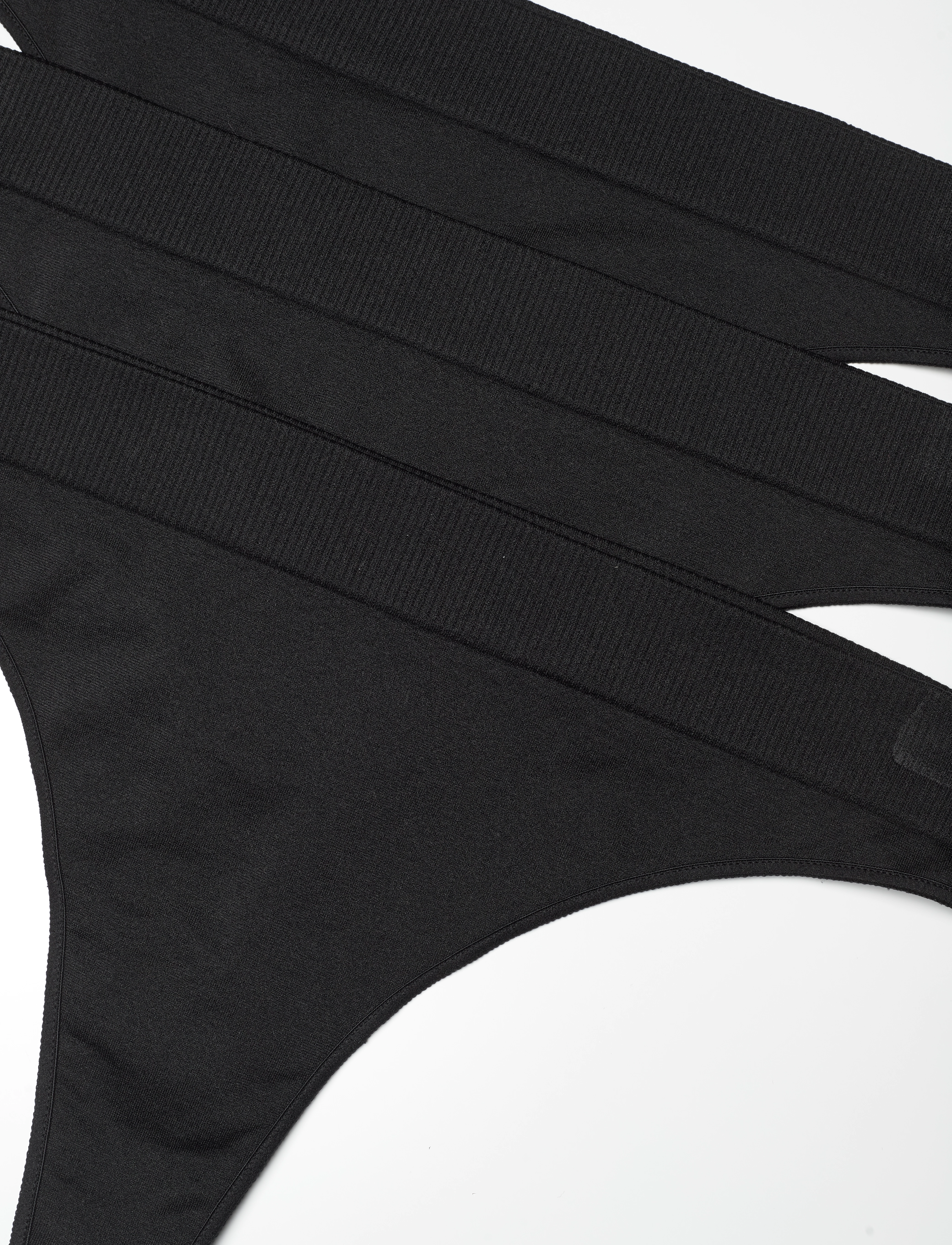 Weekday - 3-pack Cat Soft Seamless High Rise Thongs - tangas - black - 1