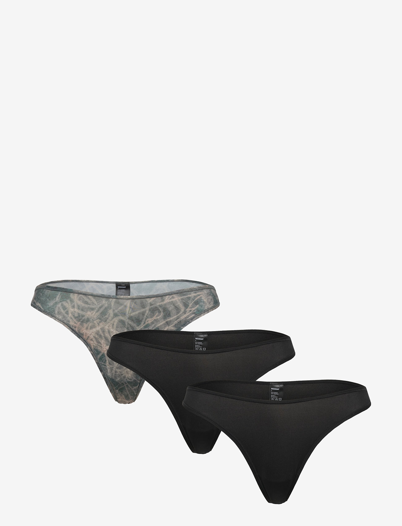 Weekday - 3-pack Brazilian Briefs - briefs - black+ scribble texture - 0