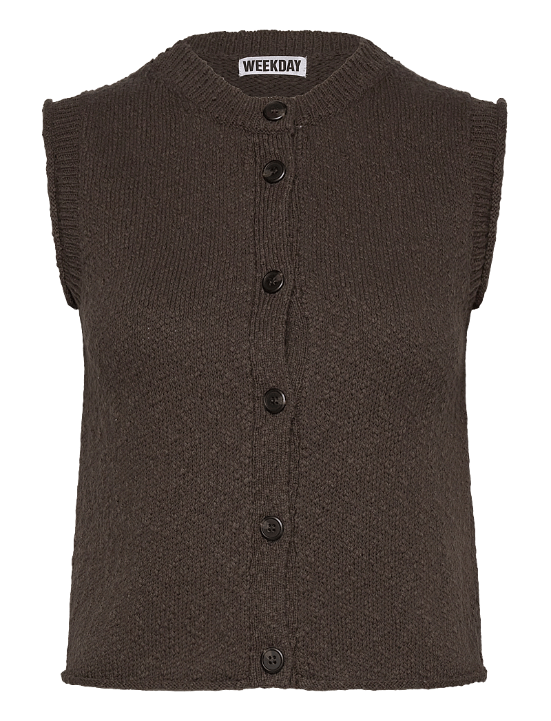 Weekday - Knitted Vest - strikveste - dark mole - 0