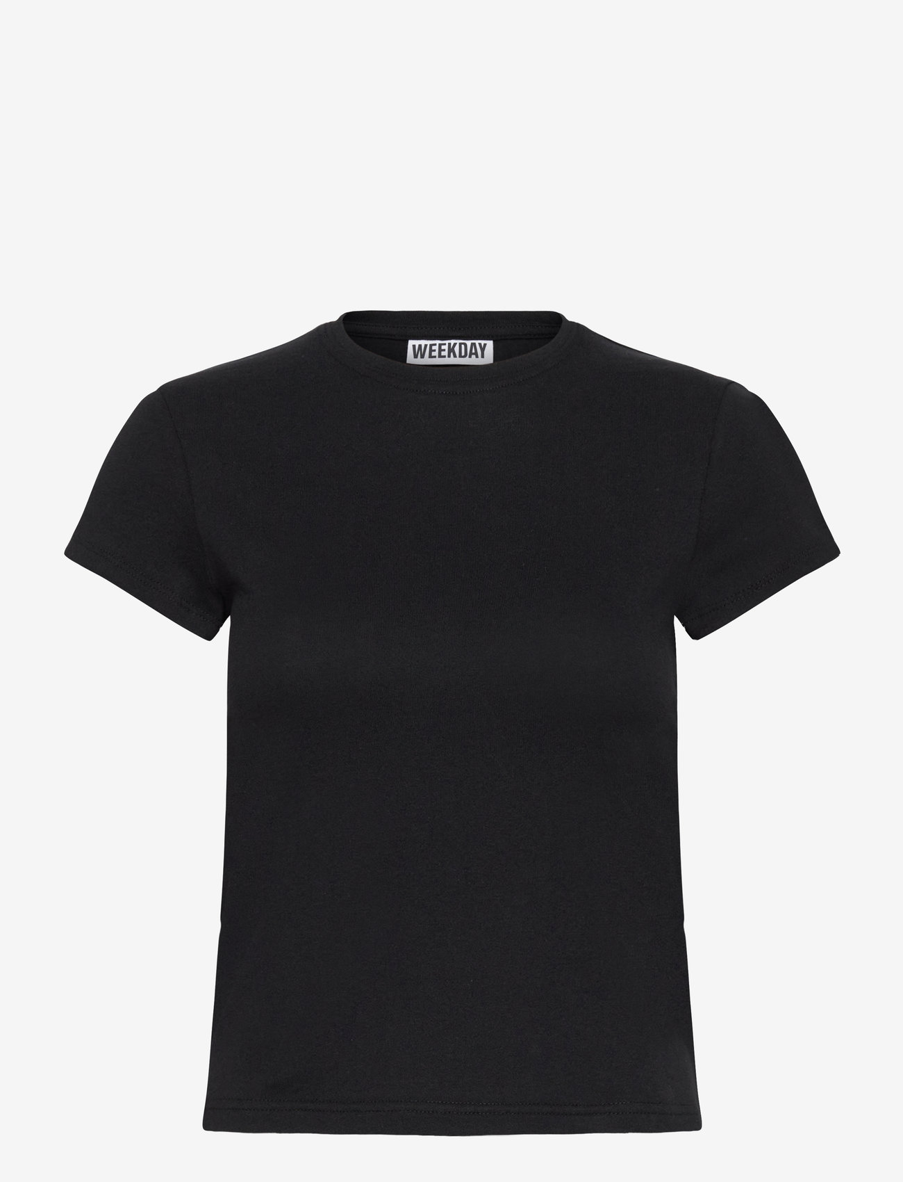 Weekday - Slim Short-Sleeved Cotton T-shirt - t-shirts - black - 0