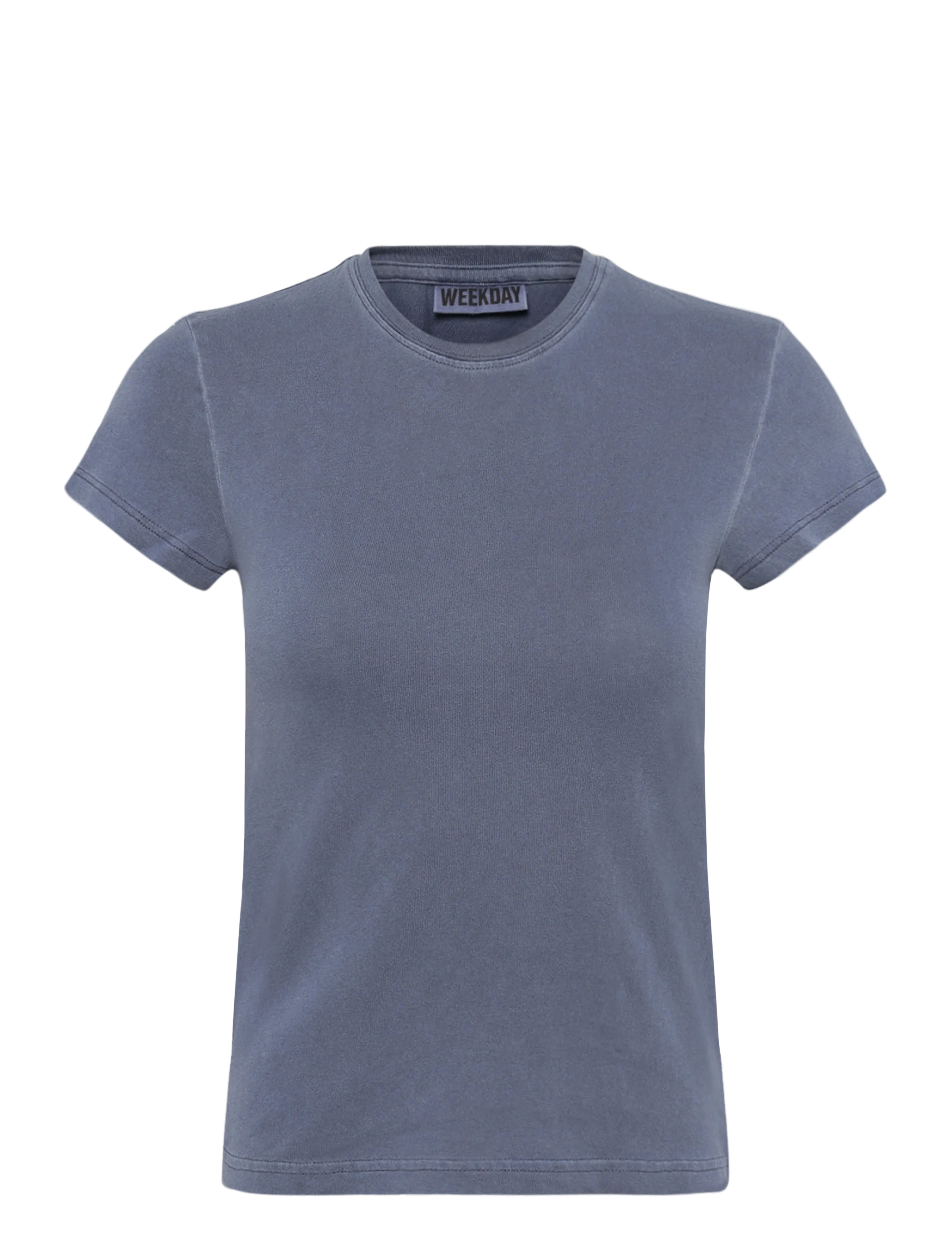 Weekday Slim Short-Sleeved Cotton T-Shirt, XL, Blue, T-Shirts & Toppe > Kortærmede, Dame