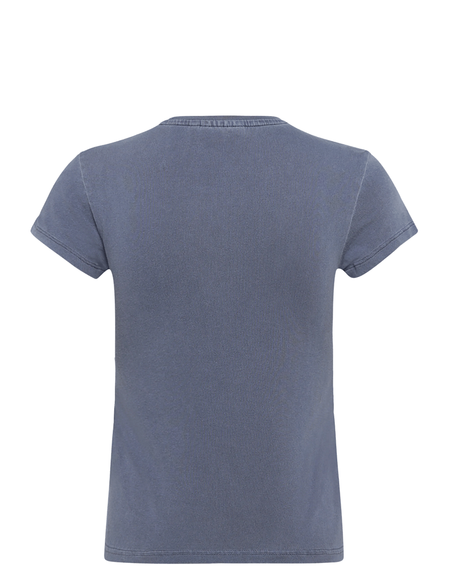 Weekday - Slim Short-Sleeved Cotton T-shirt - t-shirts - blue medium dusty - 1