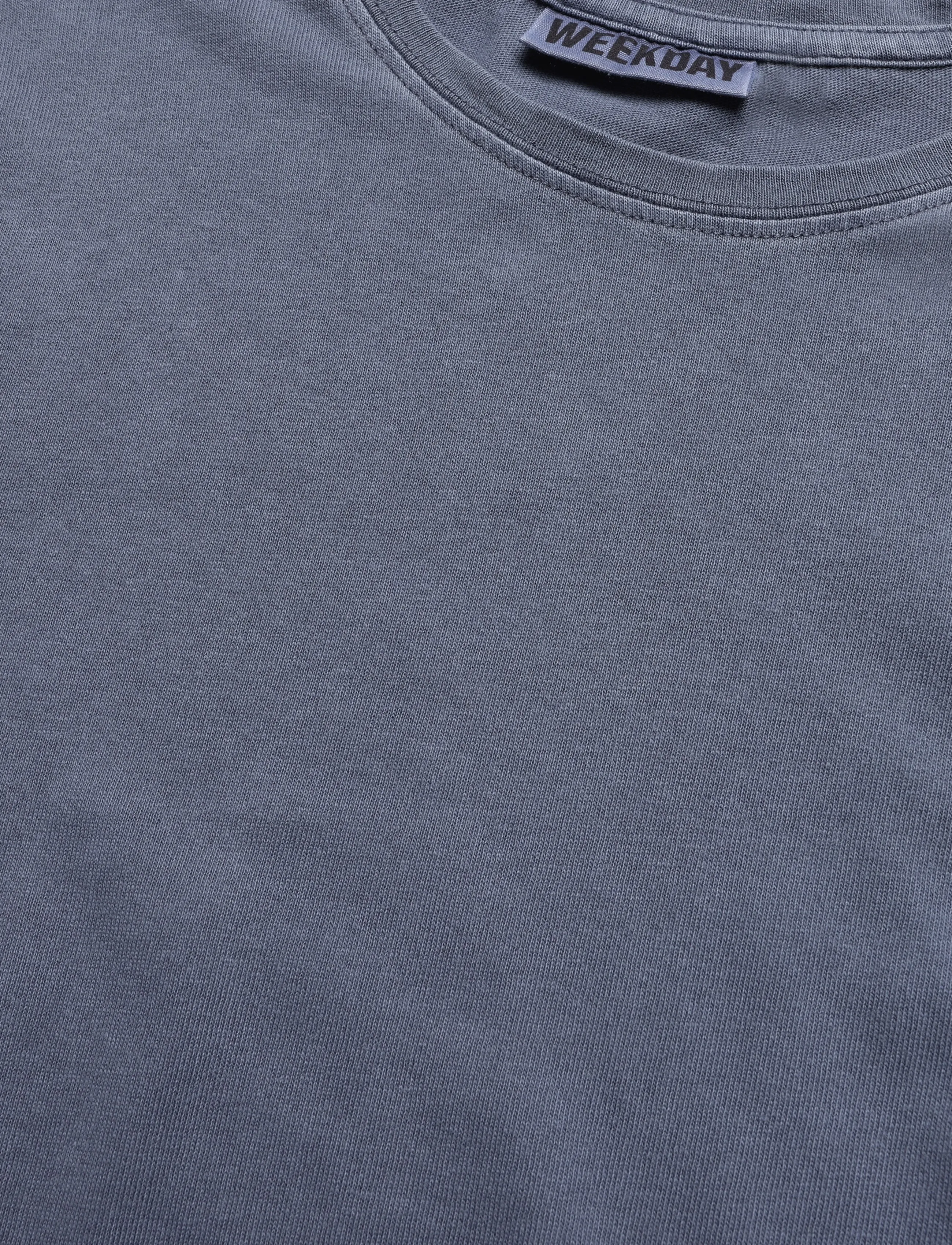 Weekday - Slim Short-Sleeved Cotton T-shirt - t-shirts - blue medium dusty - 2