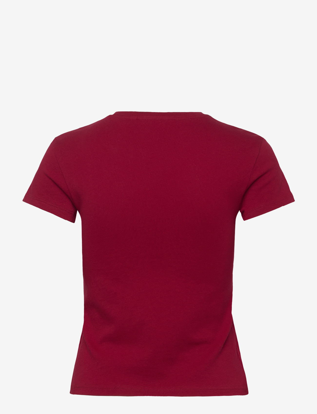 Weekday - Slim Short-Sleeved Cotton T-shirt - t-shirts - cherry red - 1