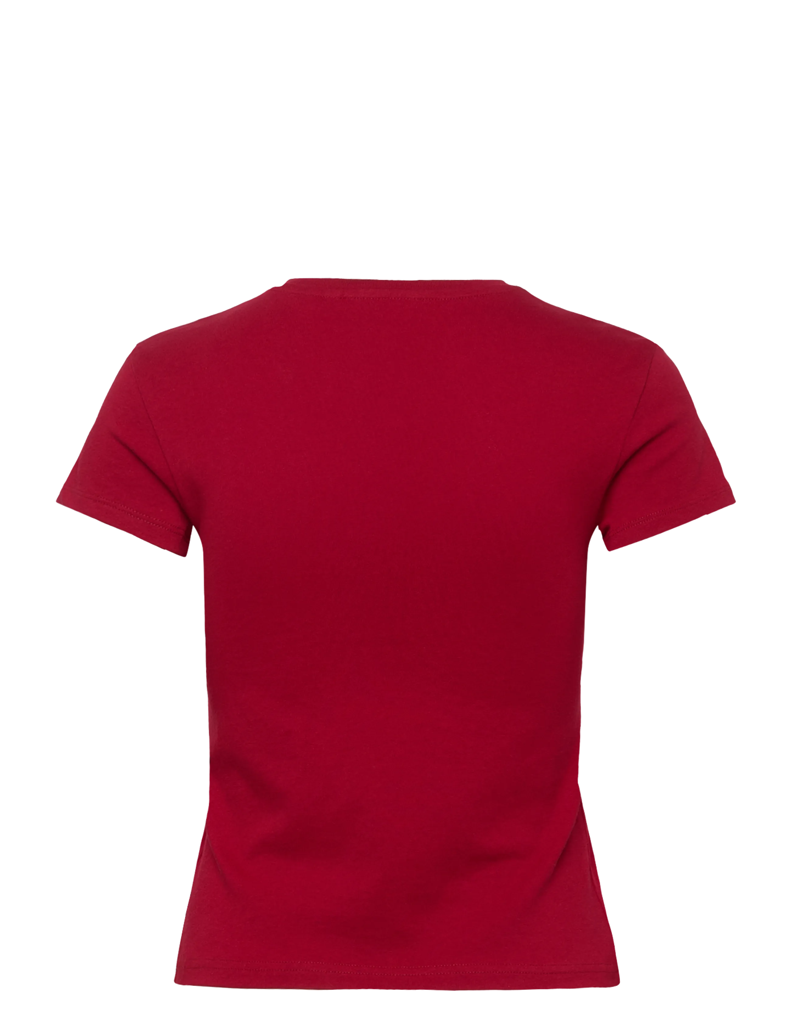 Weekday - Slim Short-Sleeved Cotton T-shirt - t-shirts - cherry red - 1