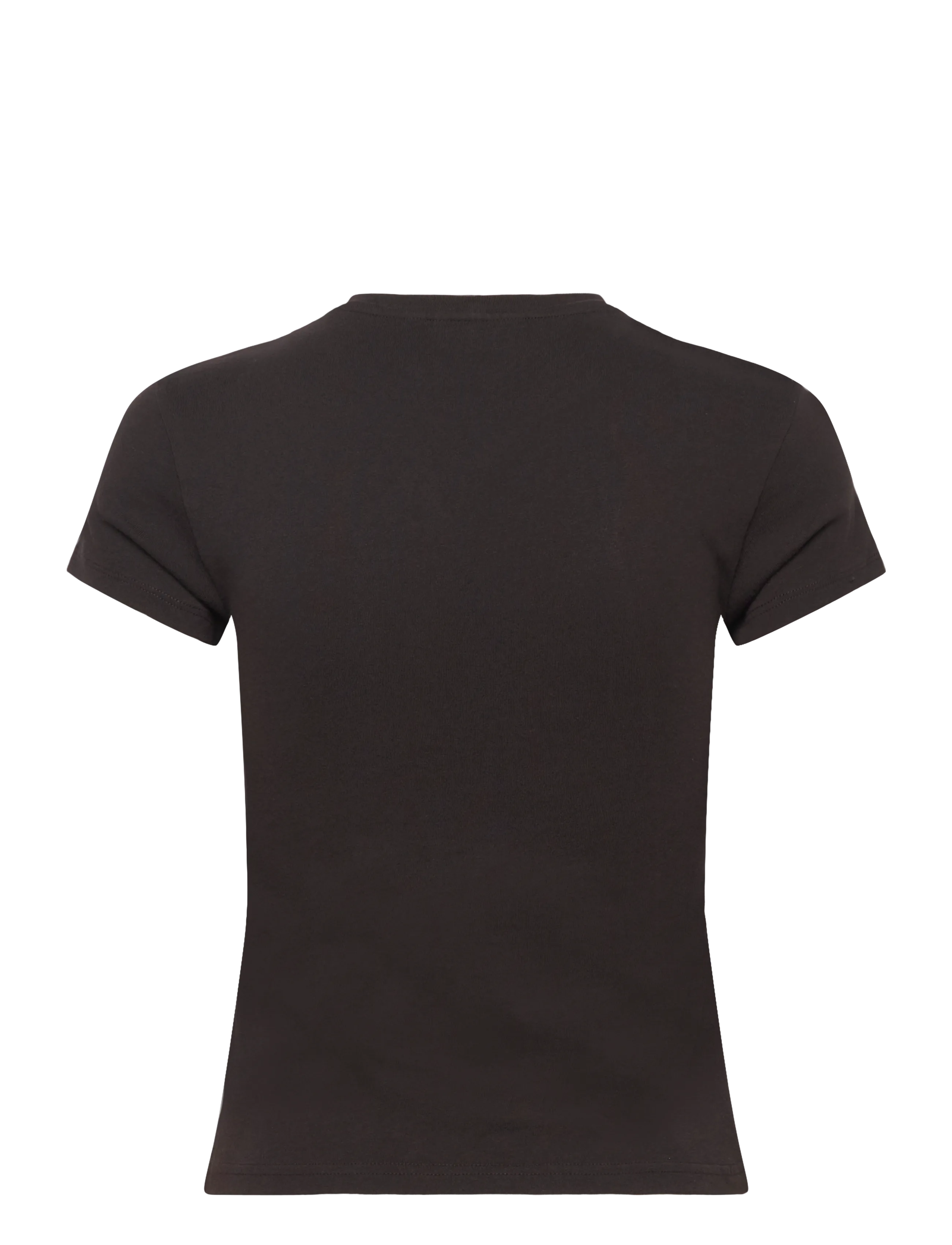 Weekday - Slim Short-Sleeved Cotton T-shirt - t-shirts - dark brown - 1