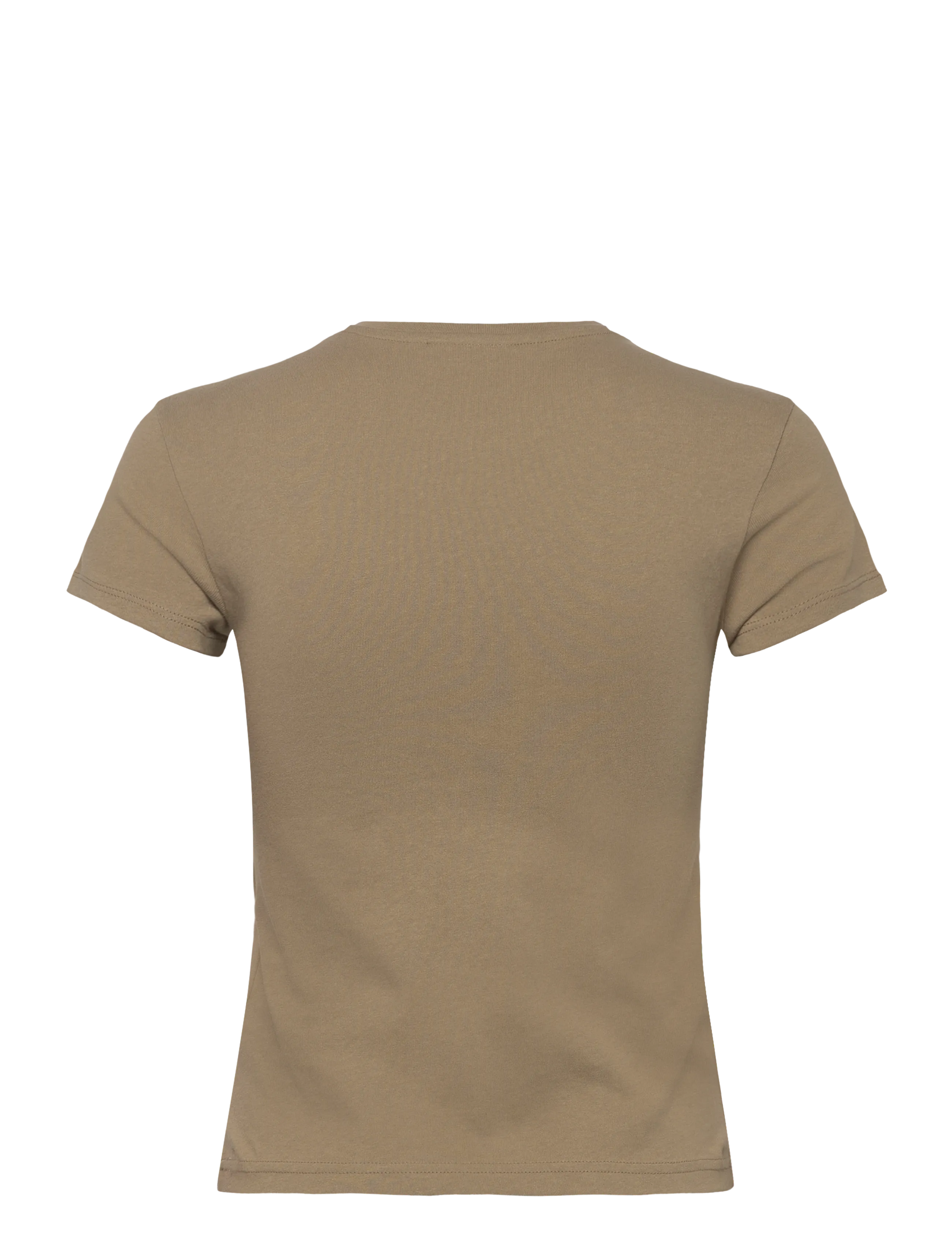 Weekday - Slim Short-Sleeved Cotton T-shirt - t-shirts - khaki green - 1