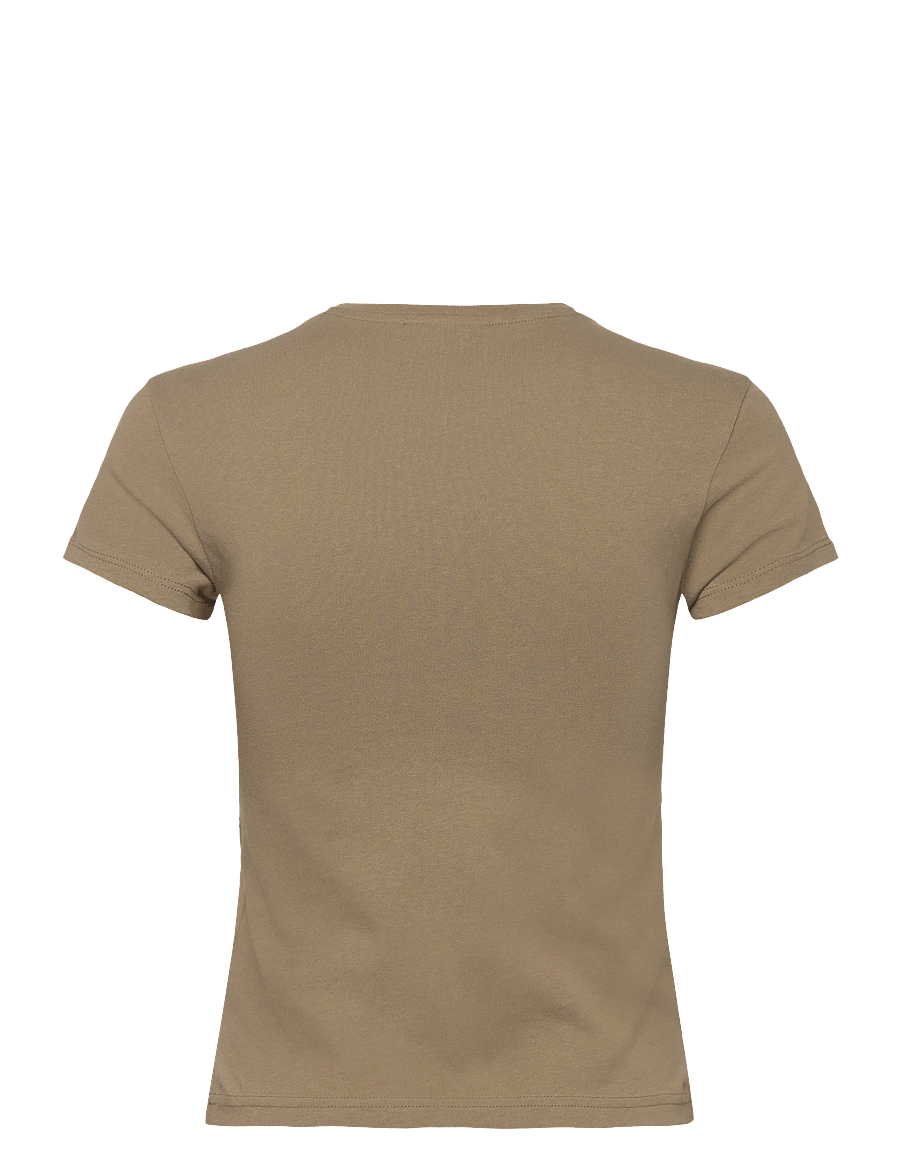 Weekday - Slim Short-Sleeved Cotton T-shirt - t-särgid - khaki green - 1
