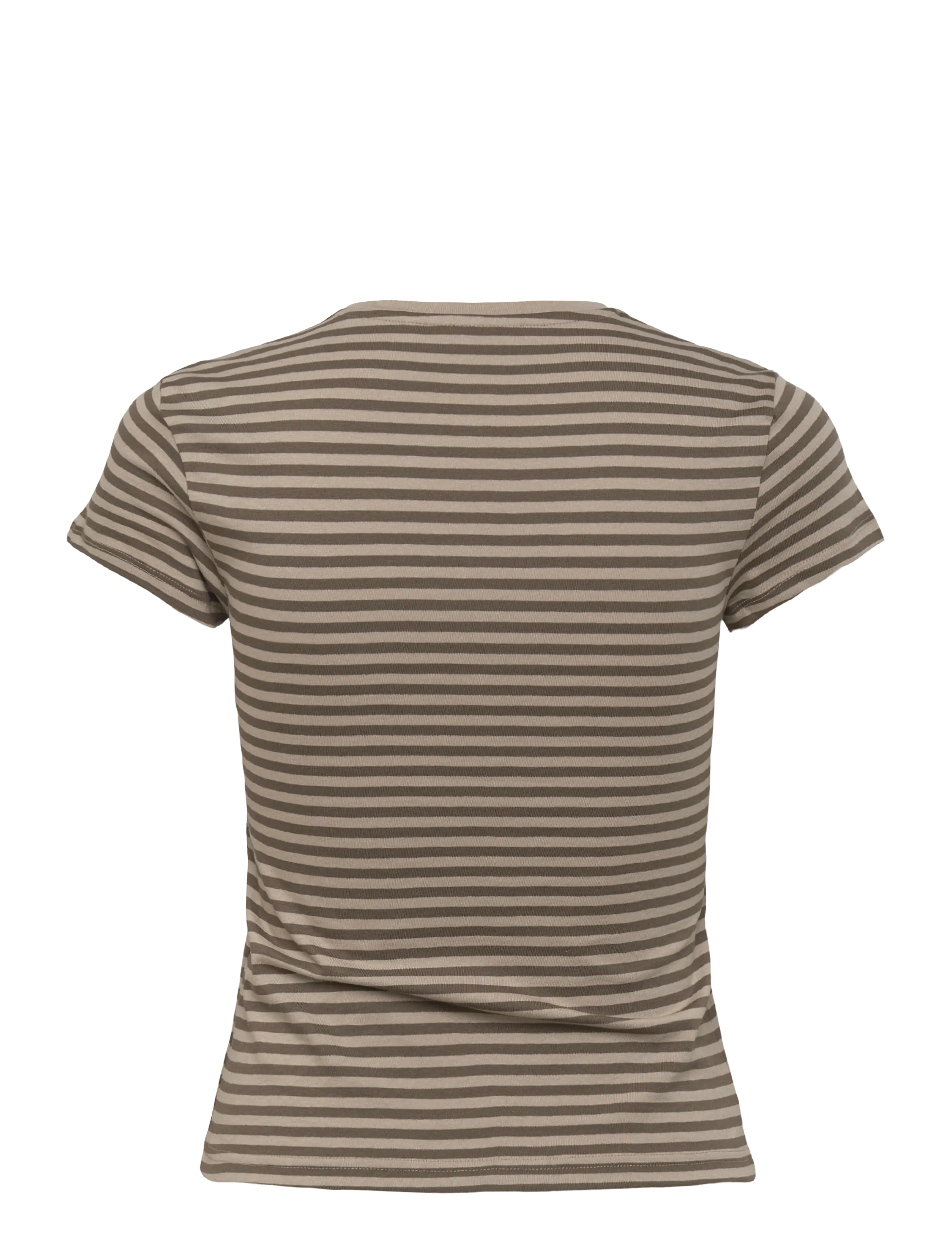 Weekday - Slim Short-Sleeved Cotton T-shirt - t-shirts - mole dusty stripe - 1