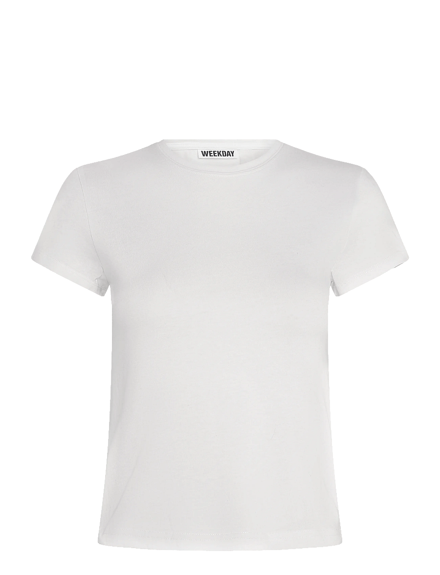 Weekday - Slim Short-Sleeved Cotton T-shirt - t-shirts - white - 0