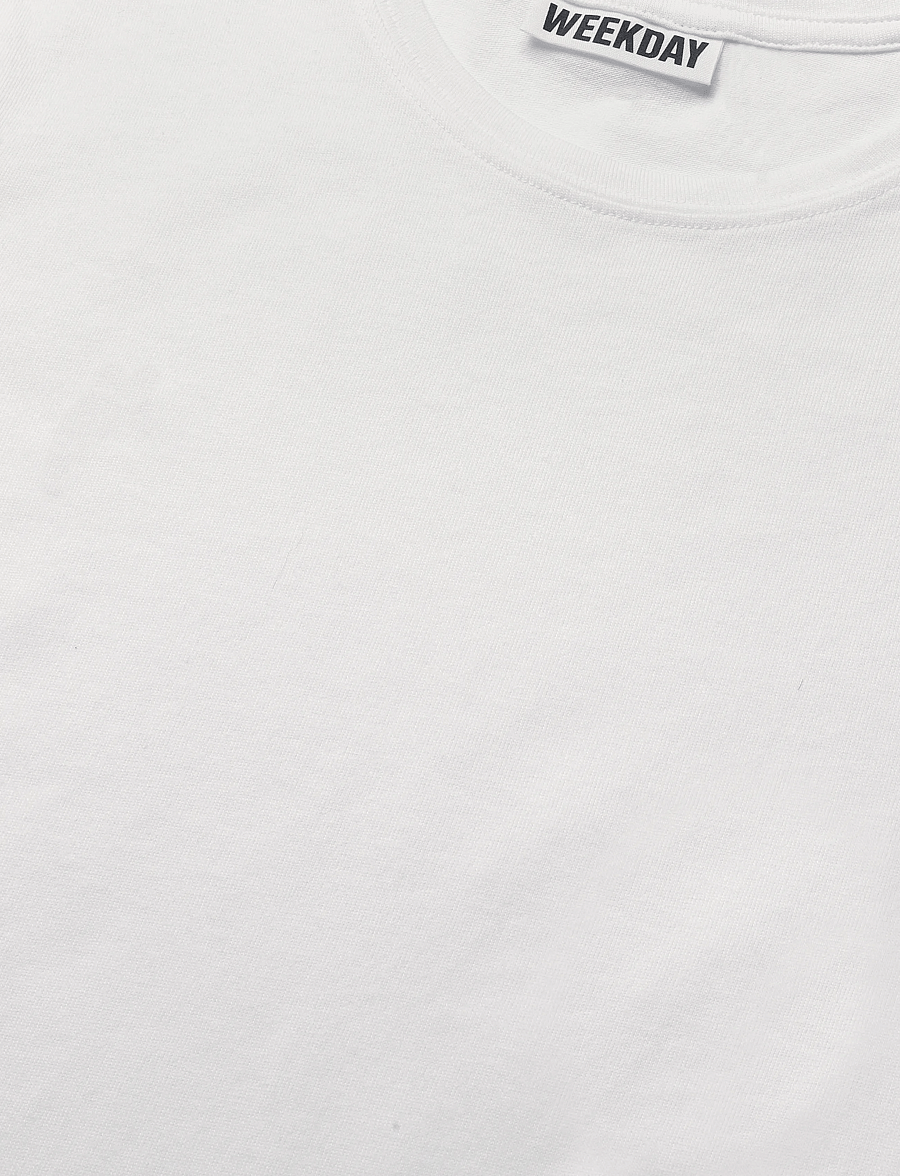 Weekday - Slim Short-Sleeved Cotton T-shirt - t-shirts - white - 2