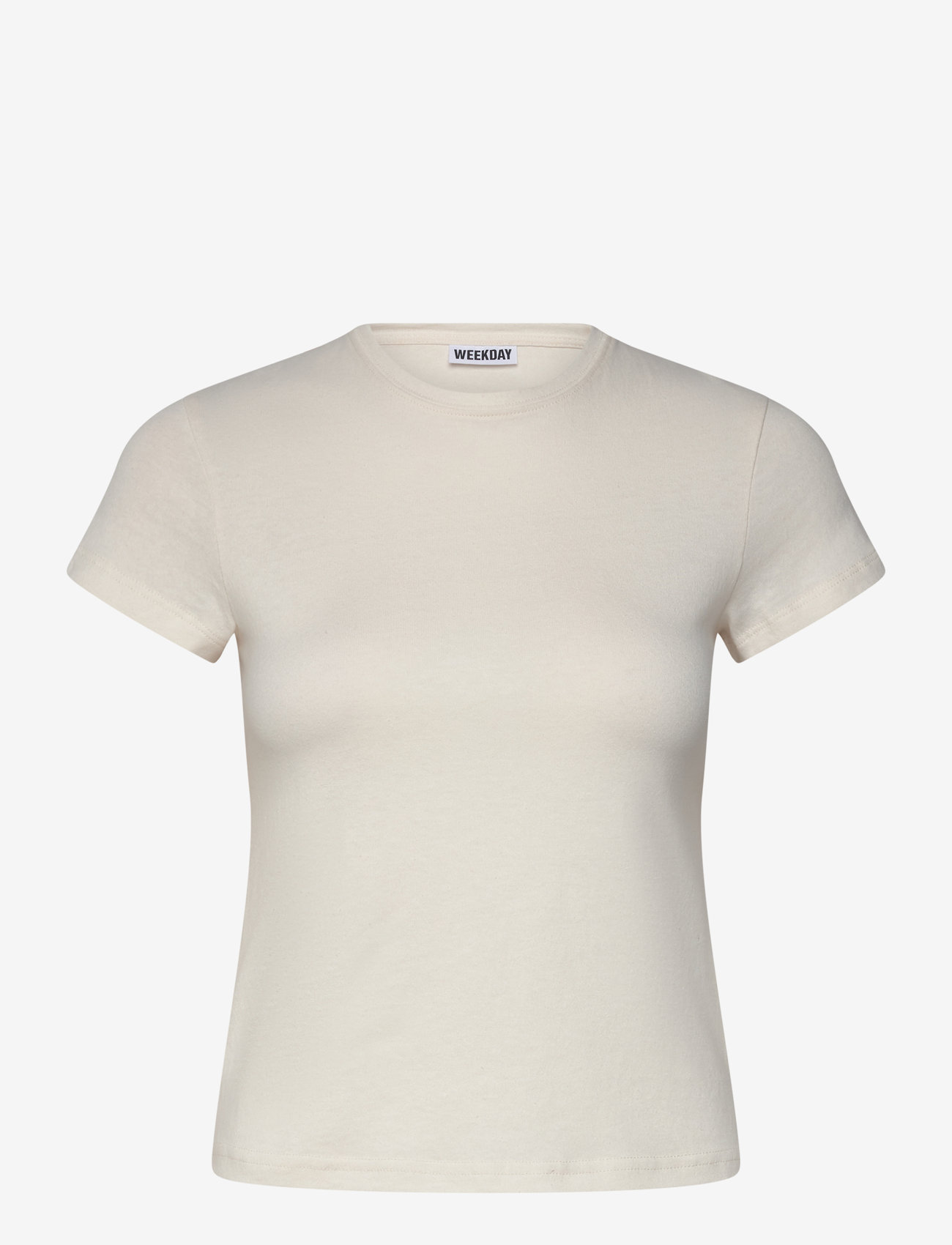 Weekday - Slim Short-Sleeved Cotton T-shirt - t-särgid - white light - 0