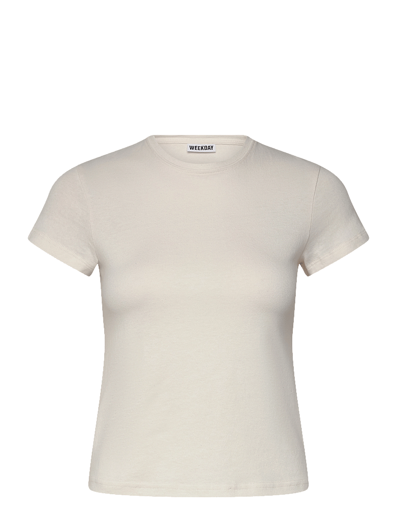 Weekday - Slim Short-Sleeved Cotton T-shirt - t-särgid - white light - 0