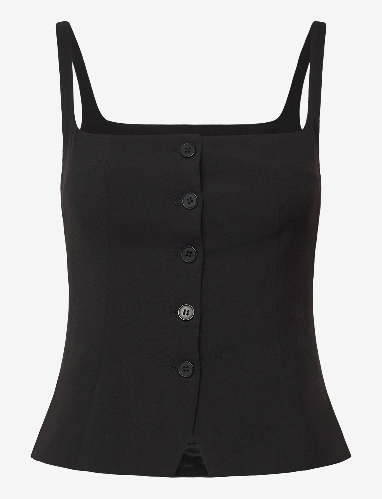 Weekday - Square Neck Waistcoat Top - tanktops - black - 0