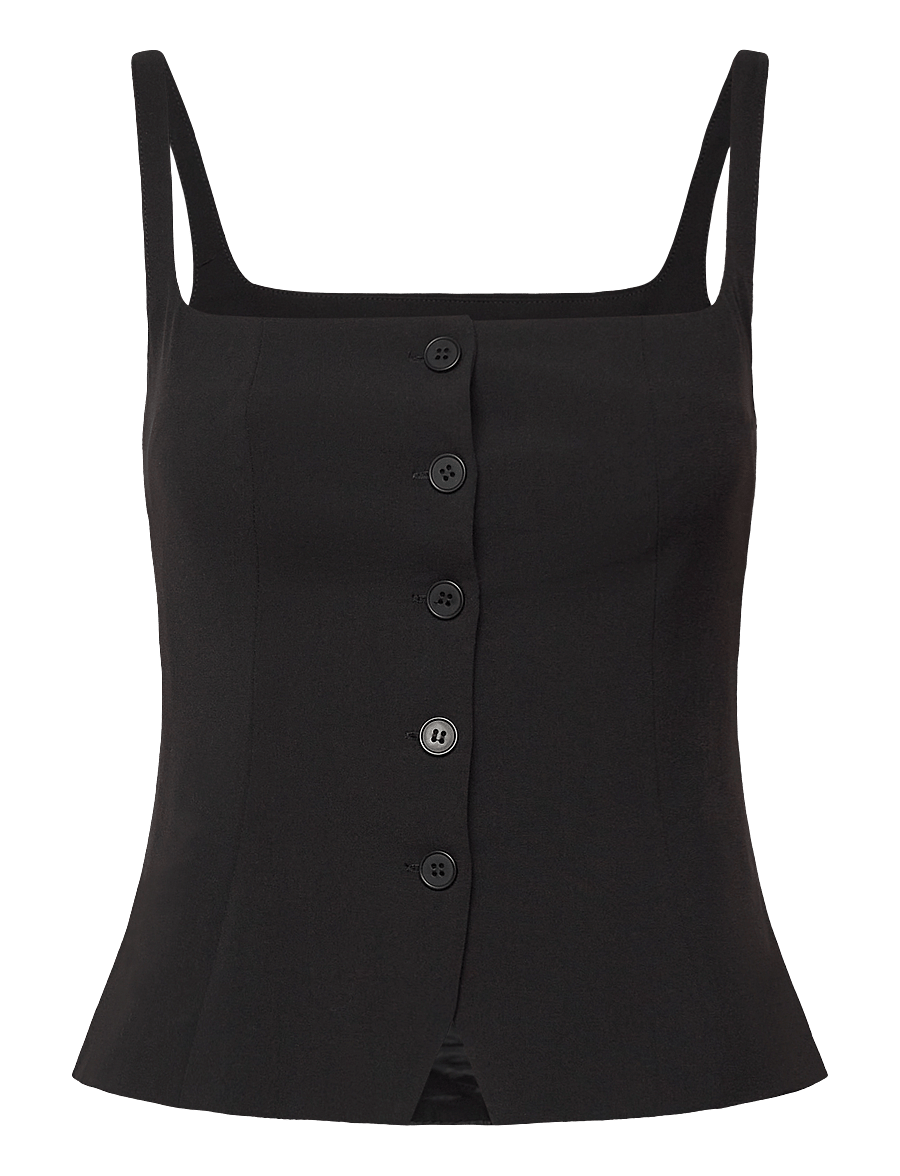 Weekday - Square Neck Waistcoat Top - linnen - black - 0