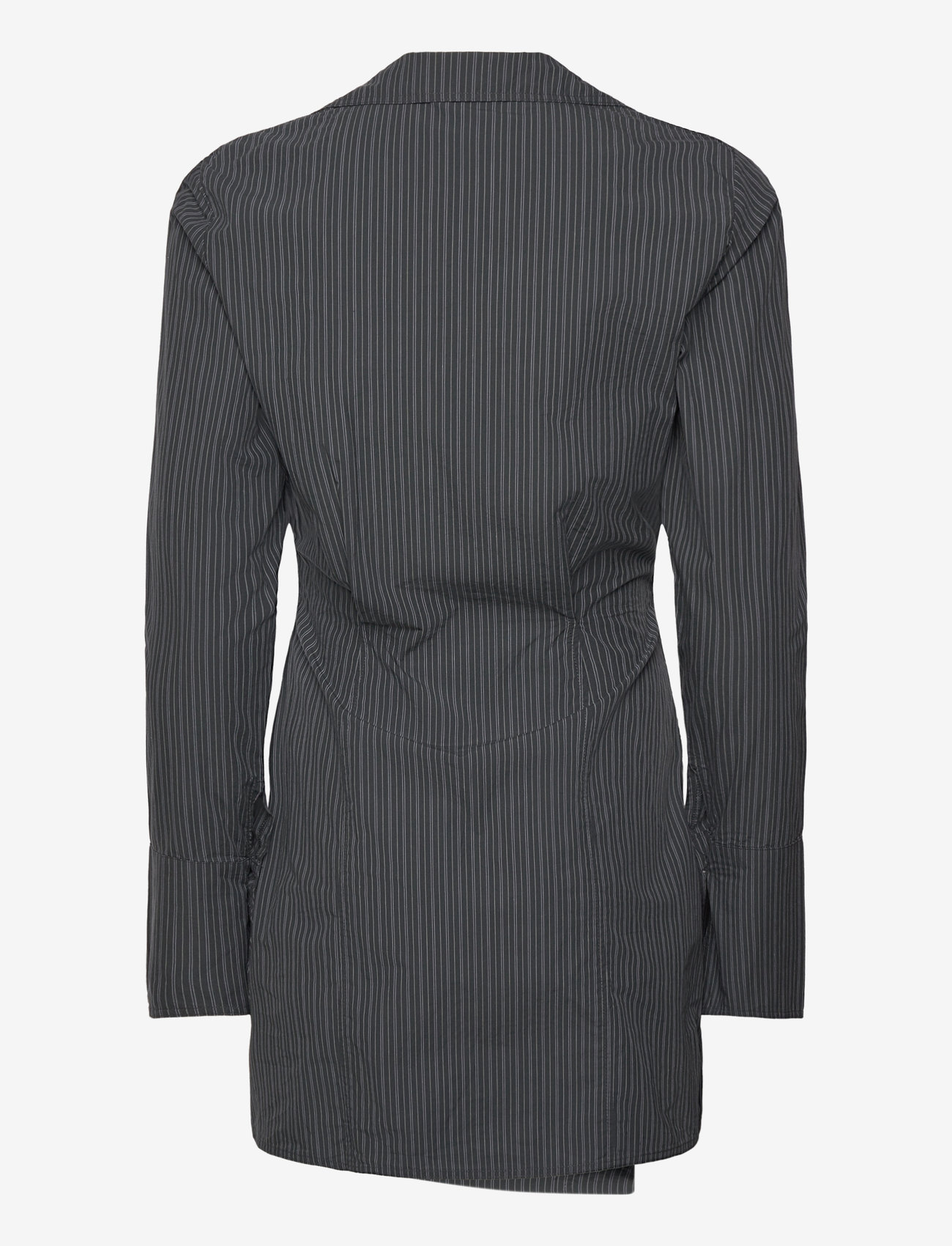 Weekday - LongSleeved Asymmetric Mini Shirt Dress - särkkleidid - grey stripe - 1