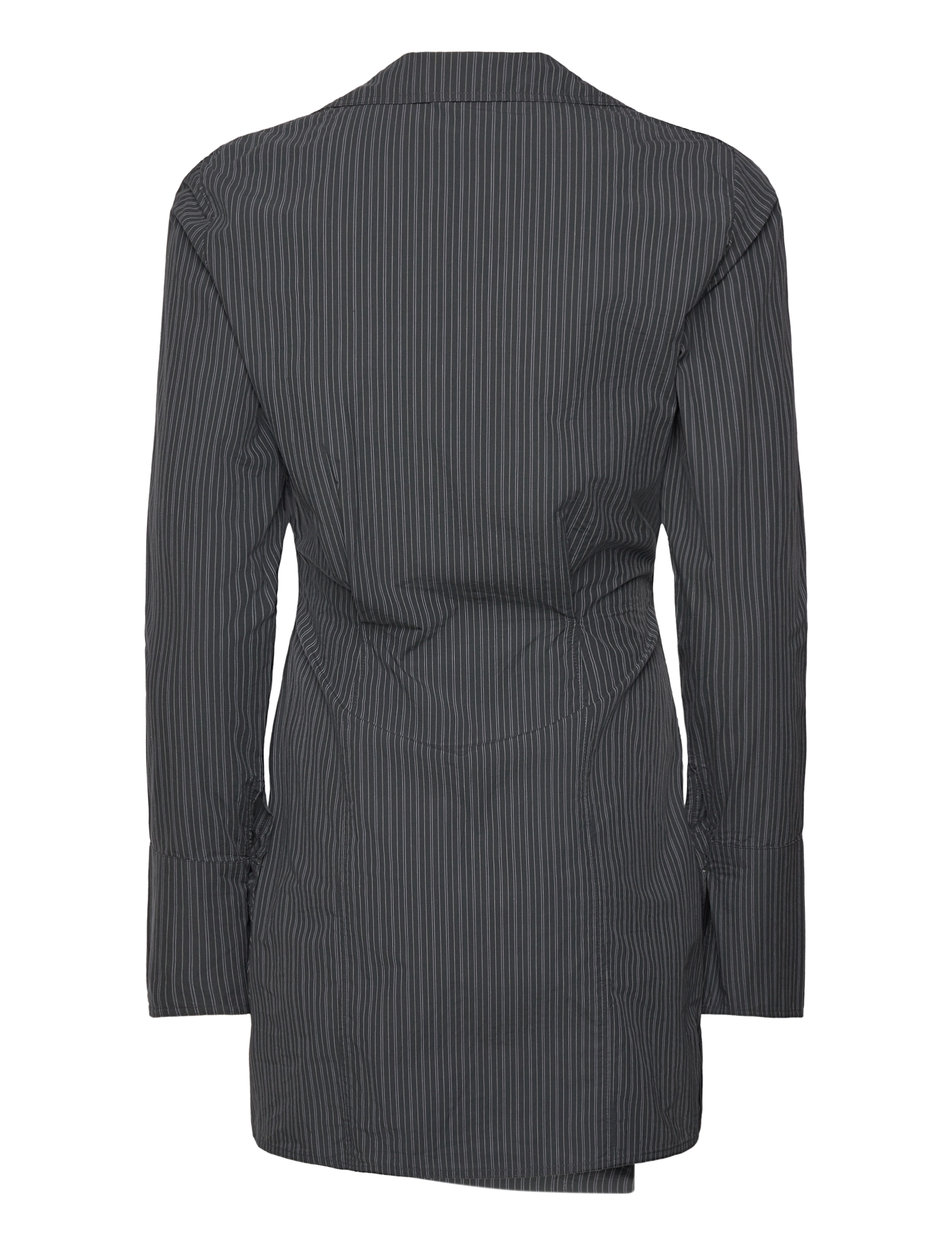 Weekday - LongSleeved Asymmetric Mini Shirt Dress - hemdkleider - grey stripe - 1